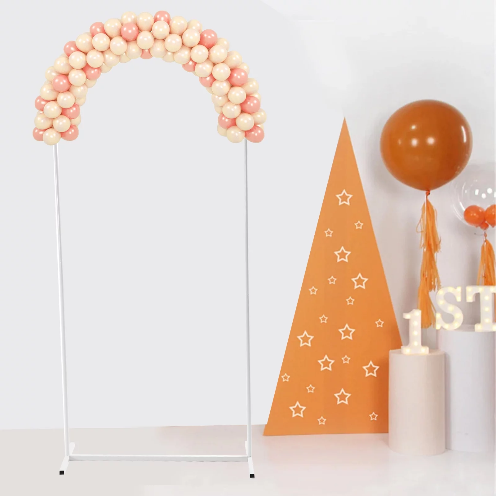 2.7*6FT Ballon Frame Stand, Wedding Arch Metal Backdrop Stand for Wedding Party Decoration White