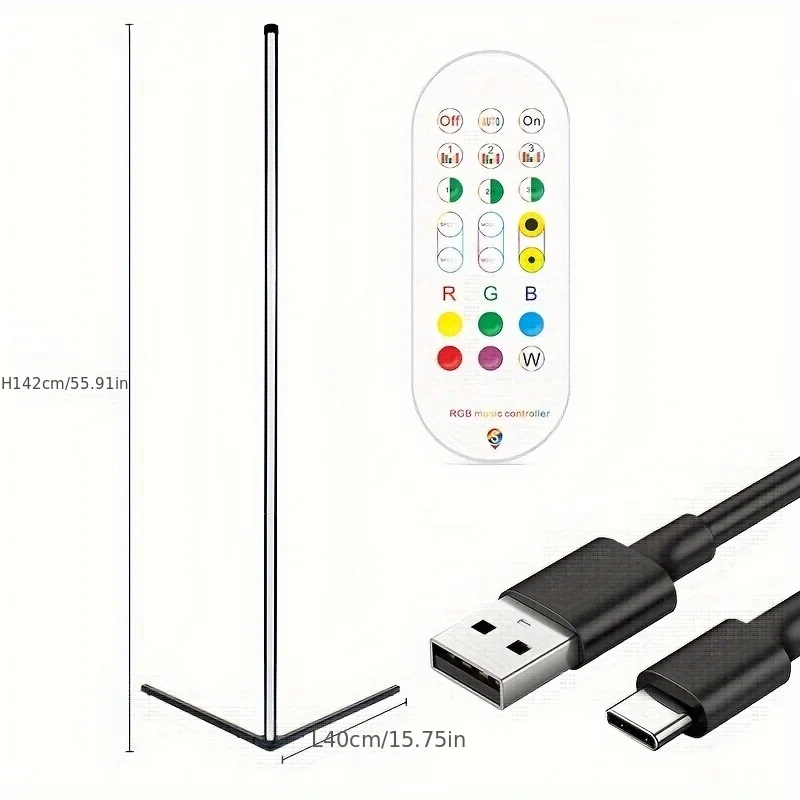 Bestechy RGB Corner Floor Lamp, Color Changing LED Light With Music Sync, 56'' Modern Mood Lighting Corner Lamp With App & Remote Control, DIY Mode, 16 Million Colors, Multi Scene Mod