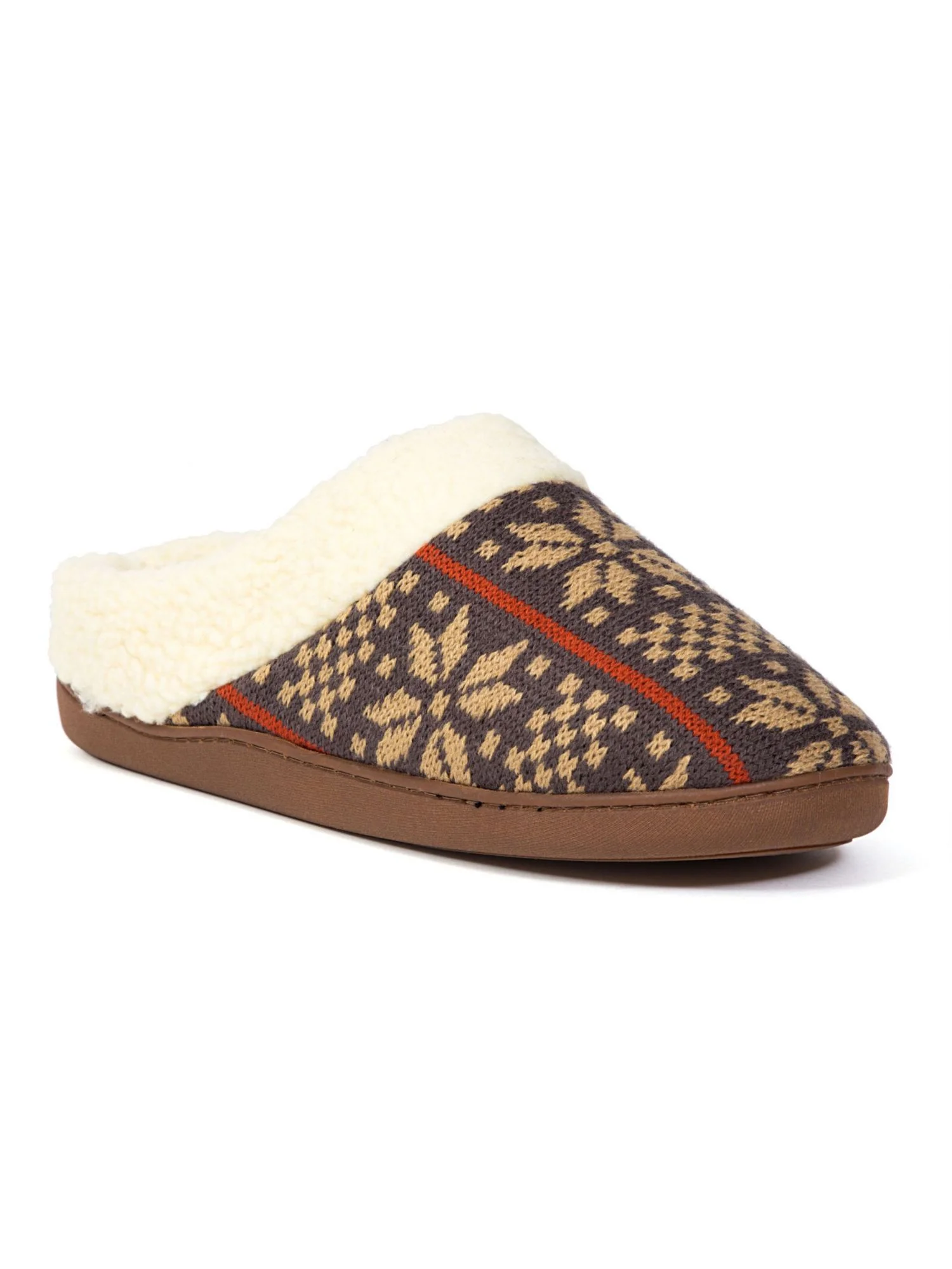 DEER STAGS SLIPPEROOZ Mens Brown Patterned Cushioned Lodge Round Toe Slip On Slippers Shoes 7-8