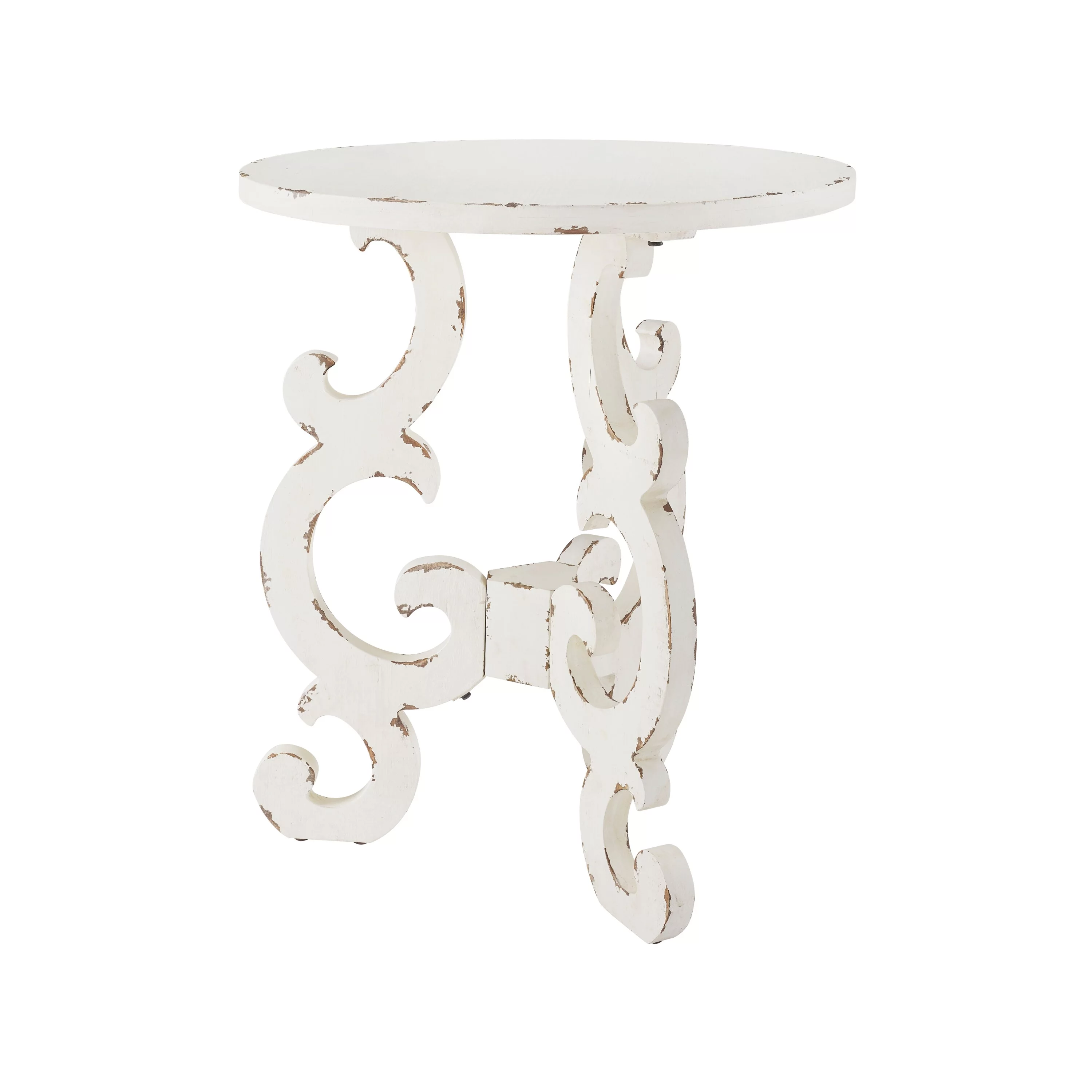 Linon Home Decor Barrett Distressed Scroll End Table