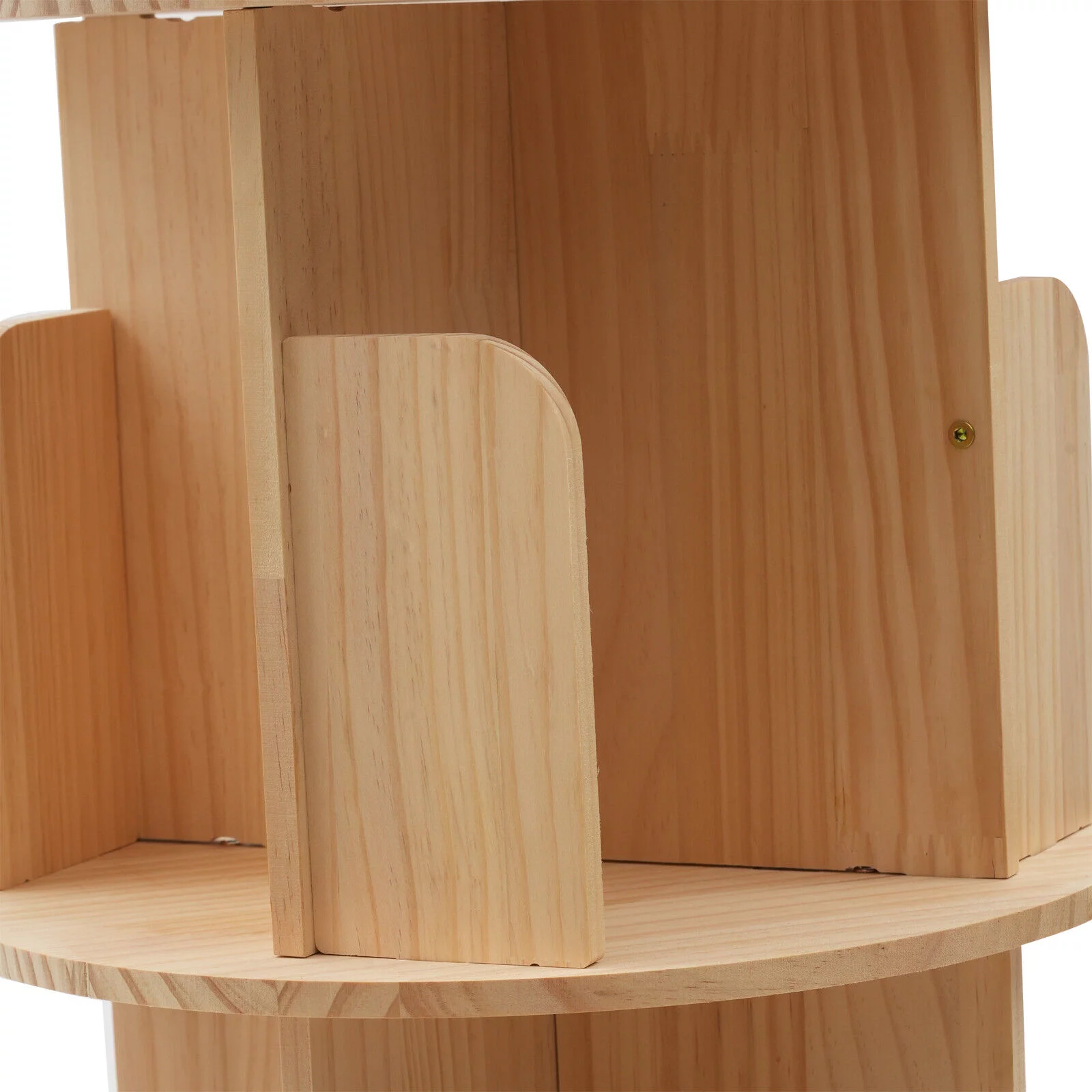 3-Tier Bookshelf Pine Wood Rotating Bookshelf Bedroom Bookcase Display Rack Stand