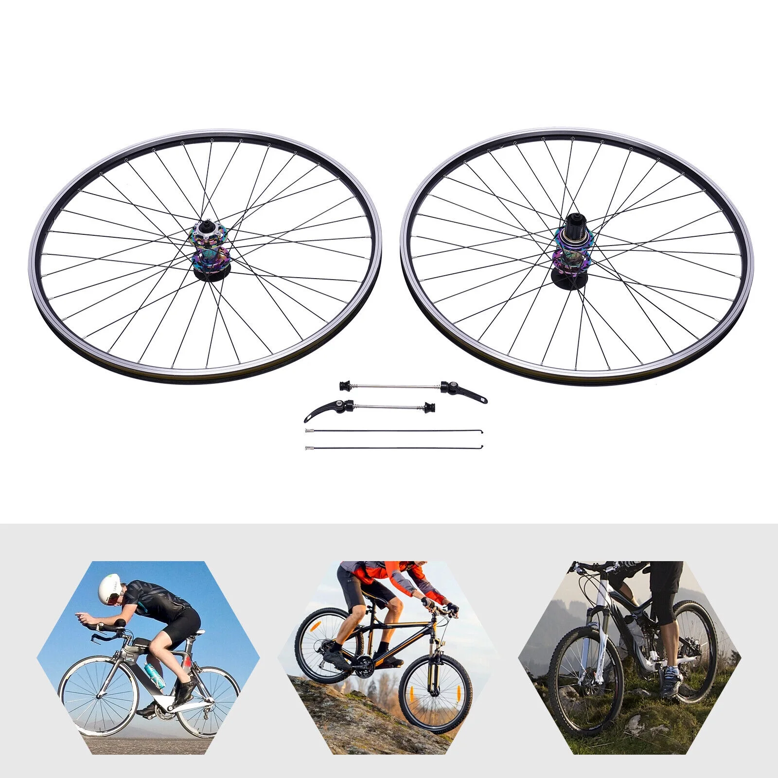 ZhdnBhnos 29'' Mountain Bike Wheelset Aluminum Alloy Hub Rim Disc Brake MTB Front & Rear Wheel Set Quick Release 7/8/9/10/11/12S Cassette