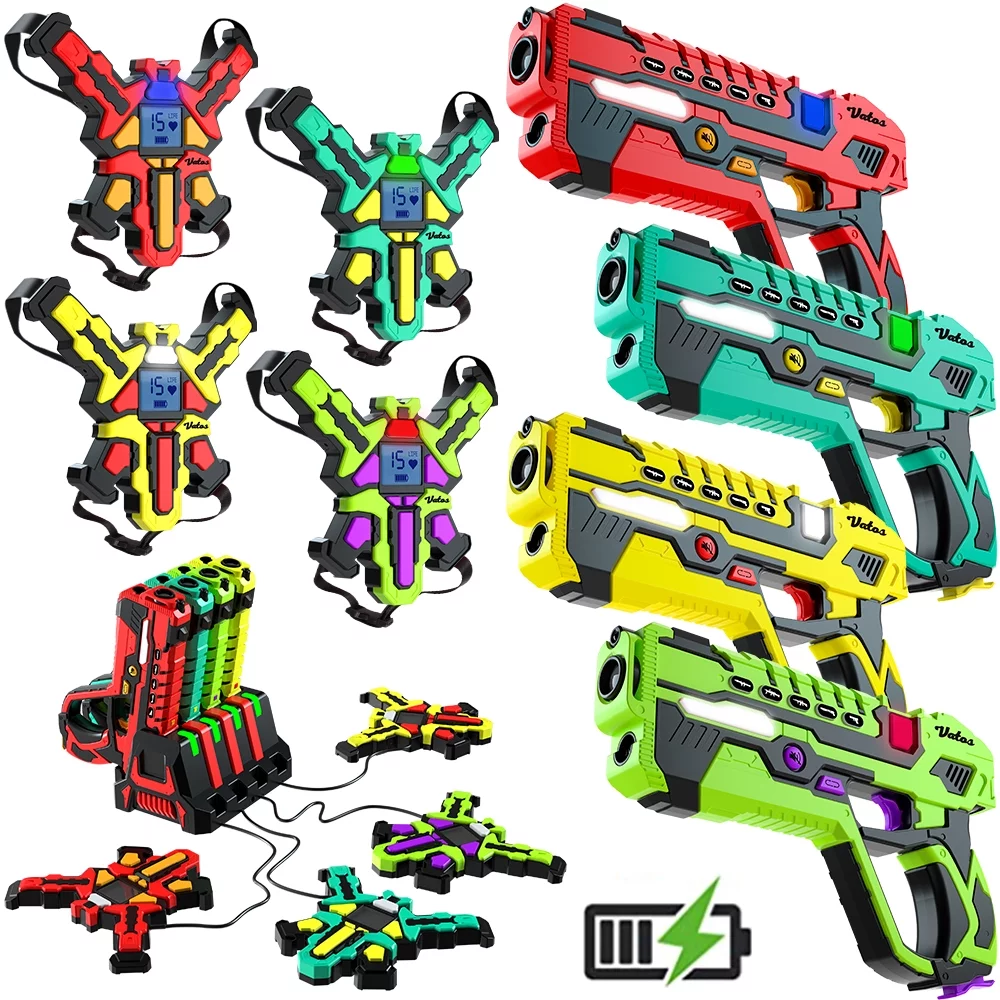 VATOS Laser Tag 4 Player Pack with Vests, 2.4GHz Tag Game for Kids Teen Adults Family Group Outdoor Activity for Boys Girls Aged 6-12+