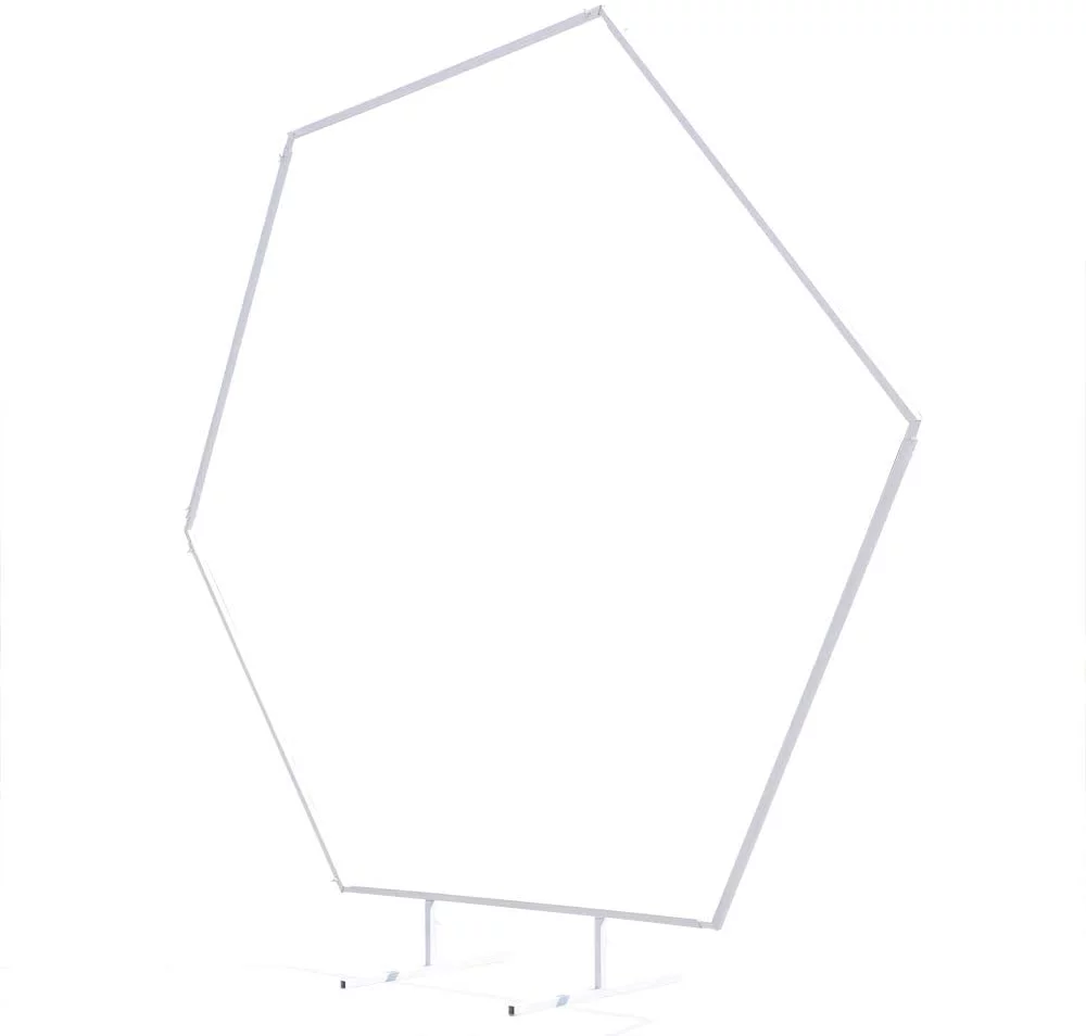 ANQIDI 6.56Ft White Romantic Hexagon Metal Arch Backdrop Stand Party Wedding Events Floral Balloon DIY Decoration