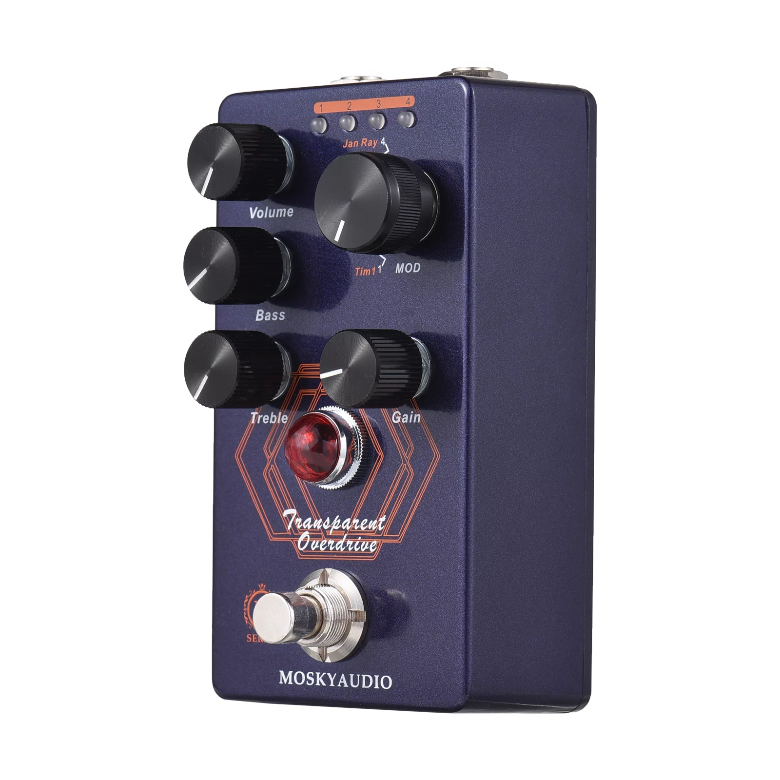 MOSKYAudio Overdrive Guitar Effect Pedal - Compact Portable Effector with 4 Modes - TRANSPARENT DRIV,Purple