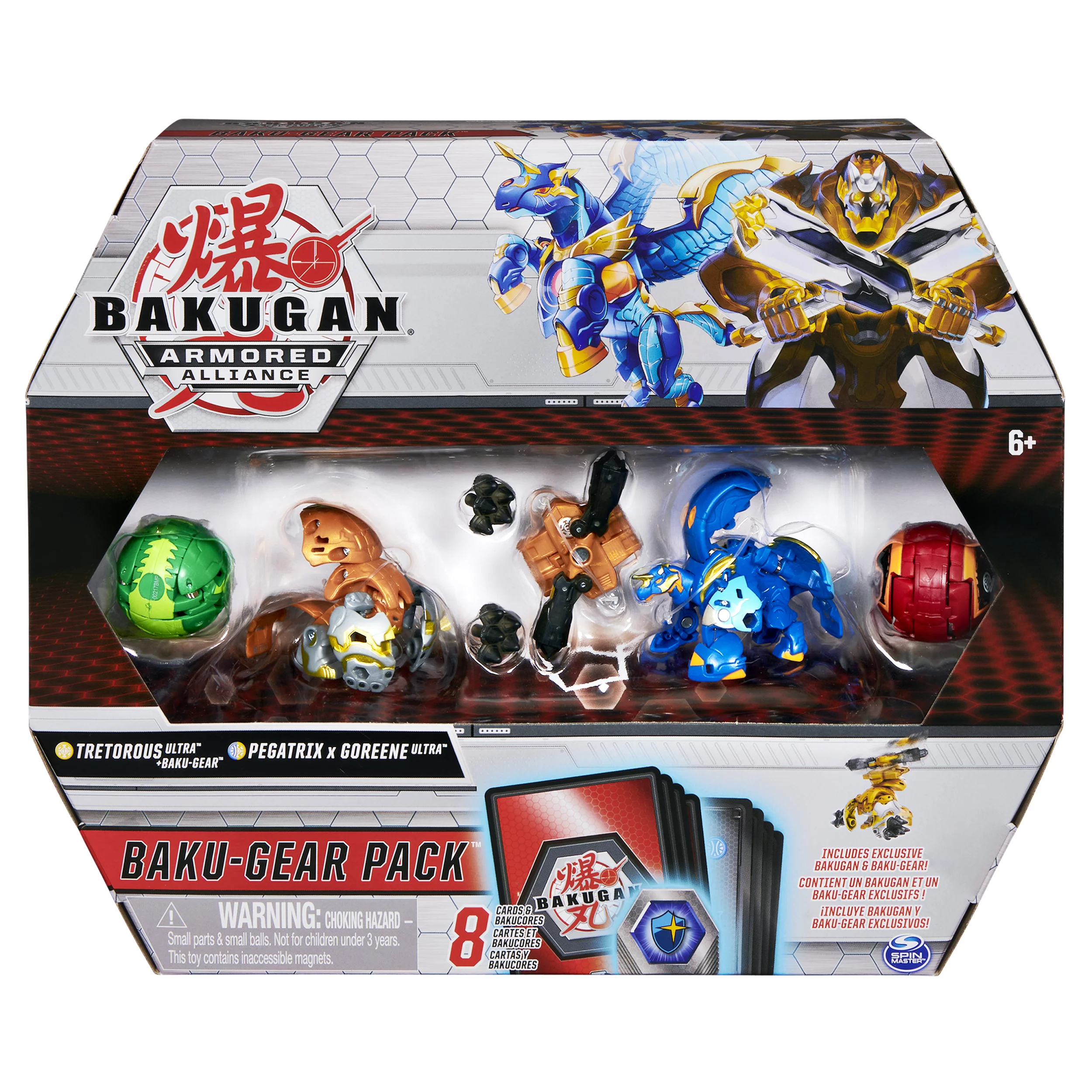 Bakugan Baku-Gear 4-Pack, Tretorous Ultra with Baku-Gear and Fused Pegatrix x Goreene Ultra Collectible Action Figures