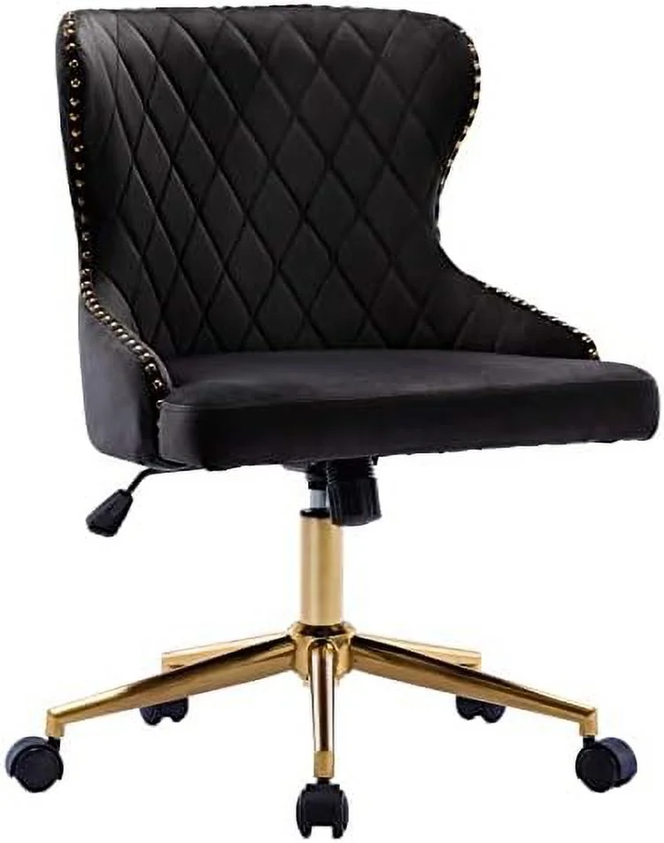 SJOINGB Duhome  Office Chair Desk Chair Mid-Back with Gold Base Height Adjustable Dark Grey