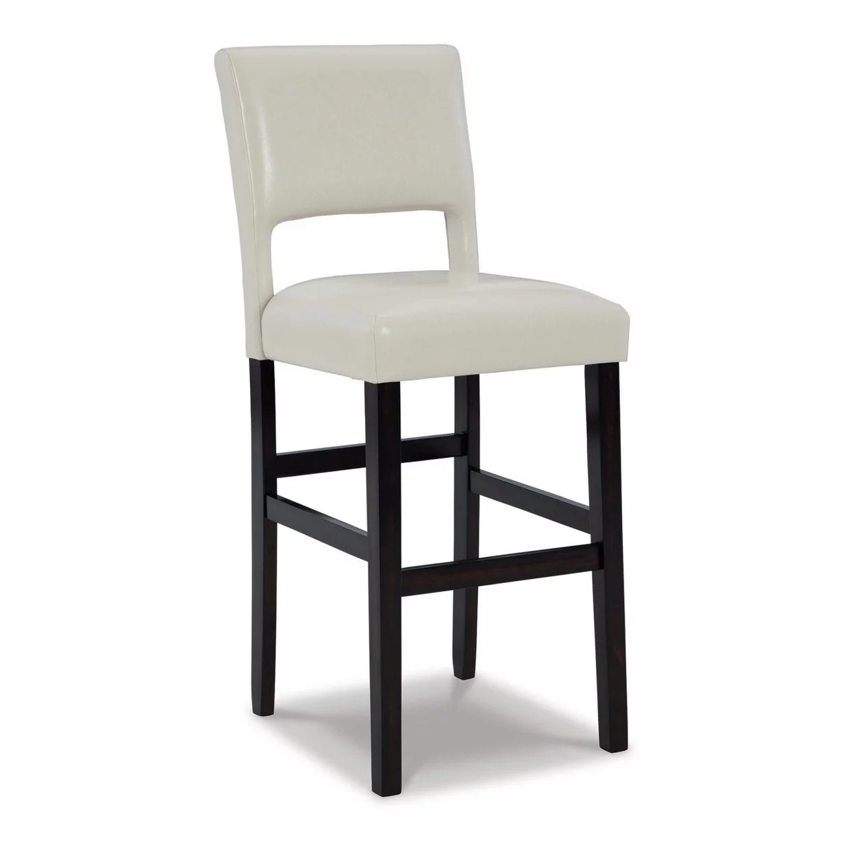 Naos 30 Inch Barstool Set of 2 Ivory Faux Leather Brown Wood Frame - Saltoro Sherpi