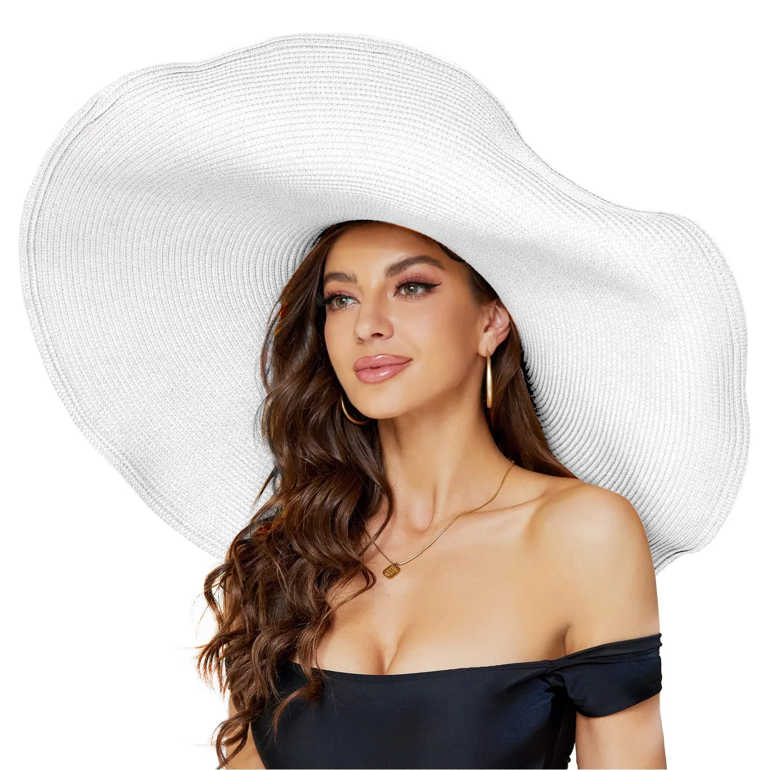 31.5Inch Oversized Beach Straw Hat for Women,Extra Large Brim Sun Hat Beach Cap Big Foldable Floppy Summer Sun Beach Hat