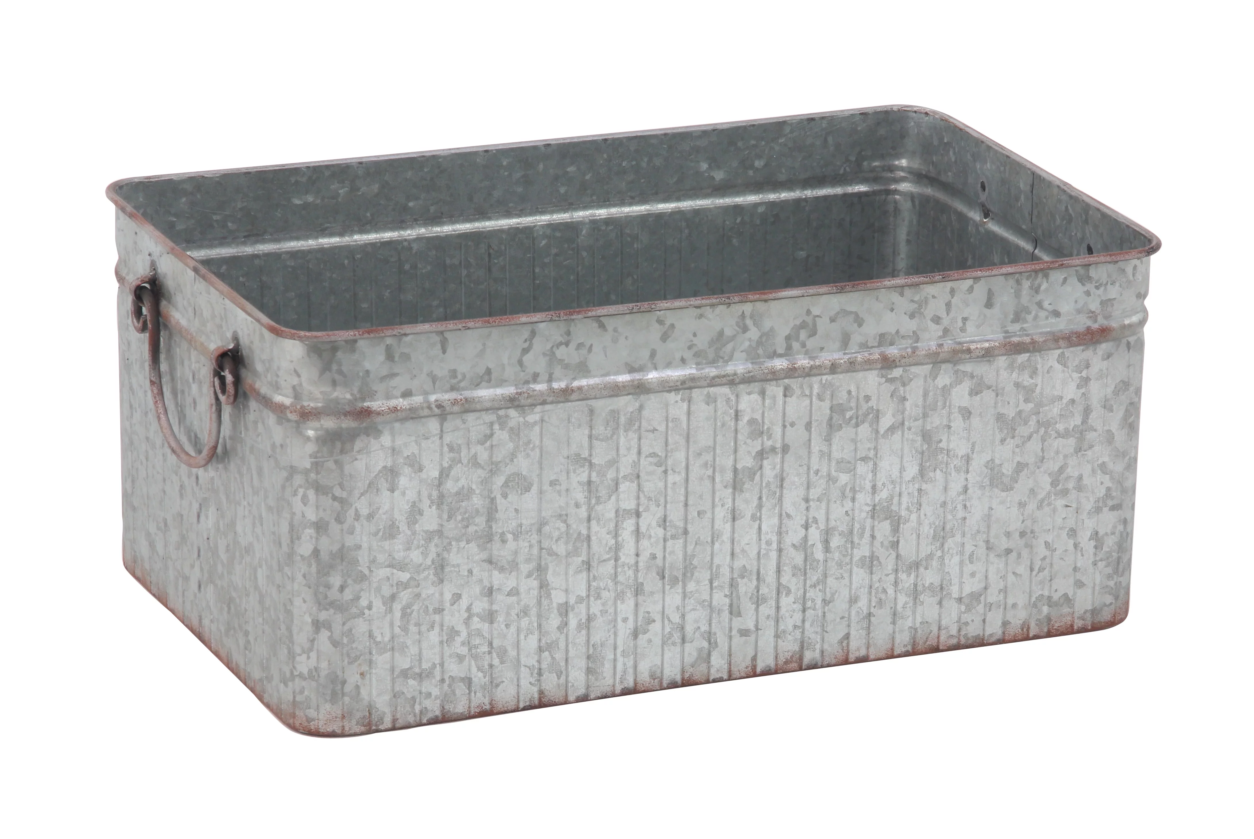 DecMode Set of 3 Farmhouse Iron Rectangular Planters with Handle