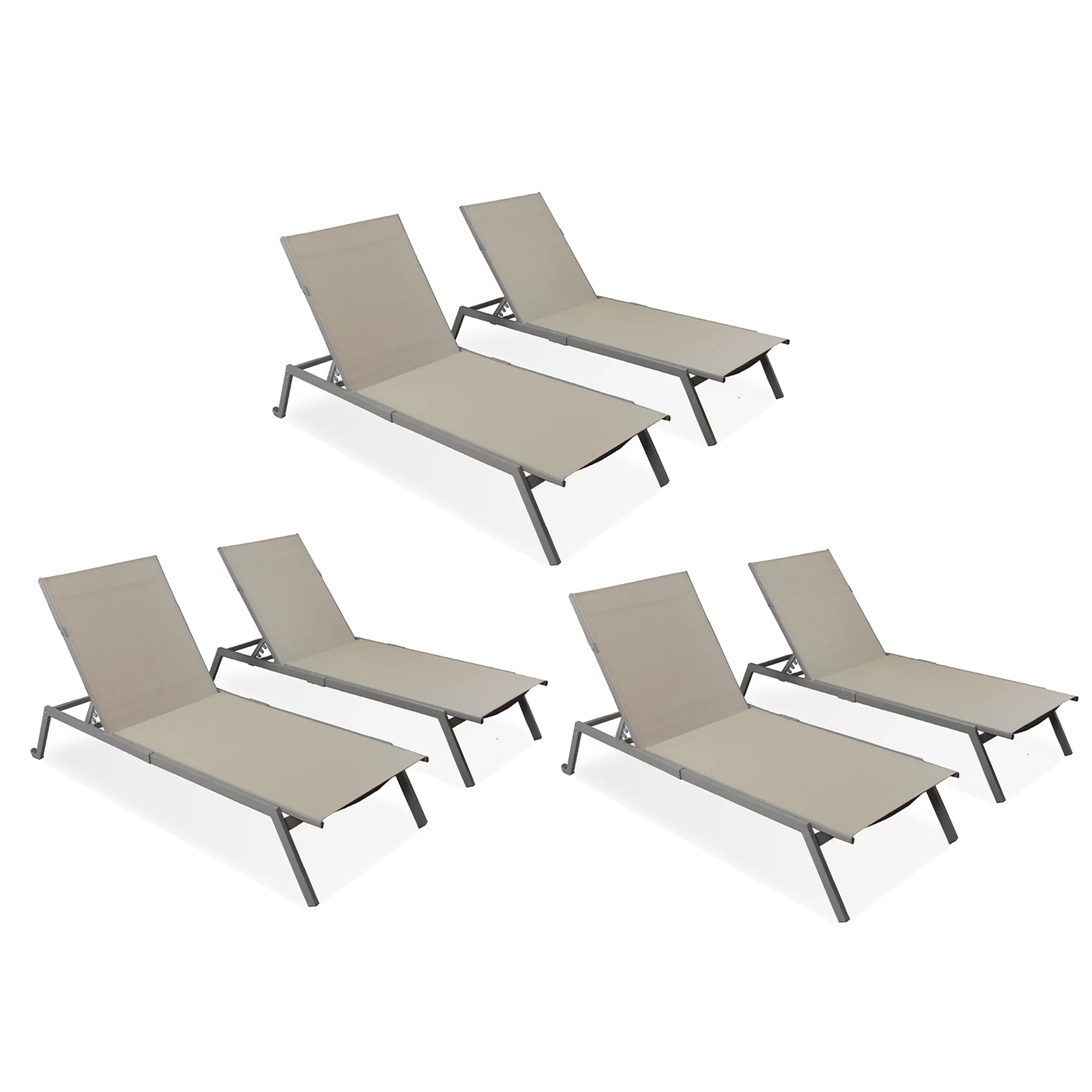 Ostrich Princeton Adult Outdoor Chaise Lounge Chairs w/Wheels, Tan (6 Pack)