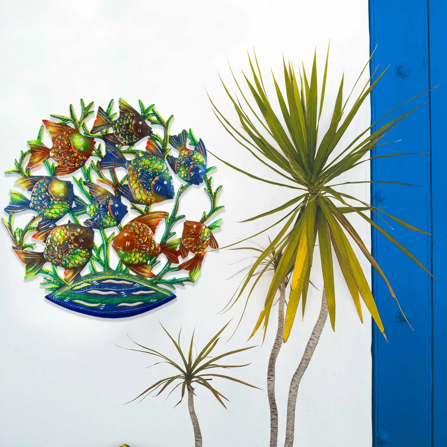 Global Crafts Multi School Of Fish Nautical Haitian Steel Drum Wall Art Miscellaneous