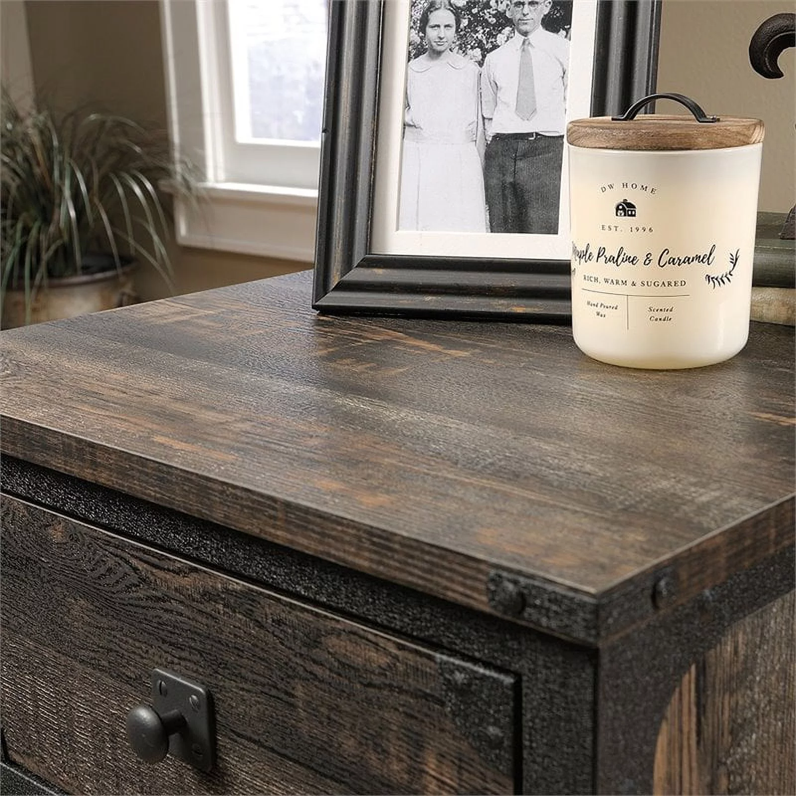 Home Square 2 Piece 2-drawer Mobile Wood Filing Cabinet Set in Carbon Oak/Black