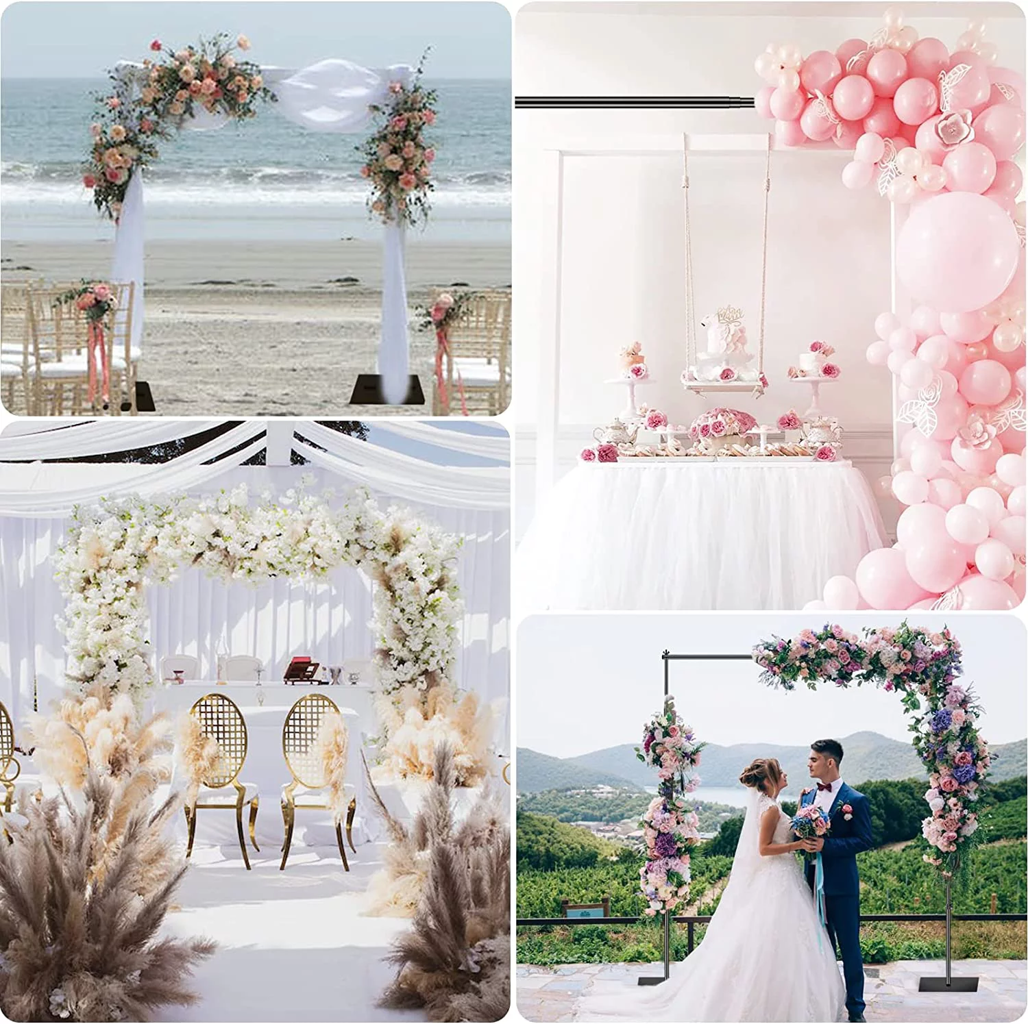 Emart Backdrop Stand 8.5x10ft Heavy Duty Adjustable Background Support System Kit with Steel Base for Photography, Photo Backdrop Stand for Parties Birthday Video Studio - Black