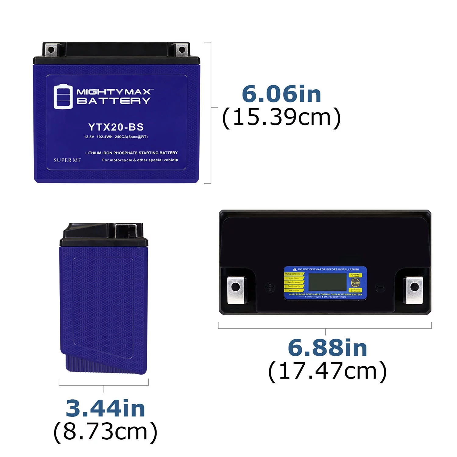 YTX20-BS Lithium Replacement Battery compatible with Powersport Motorcycle Snowmobile