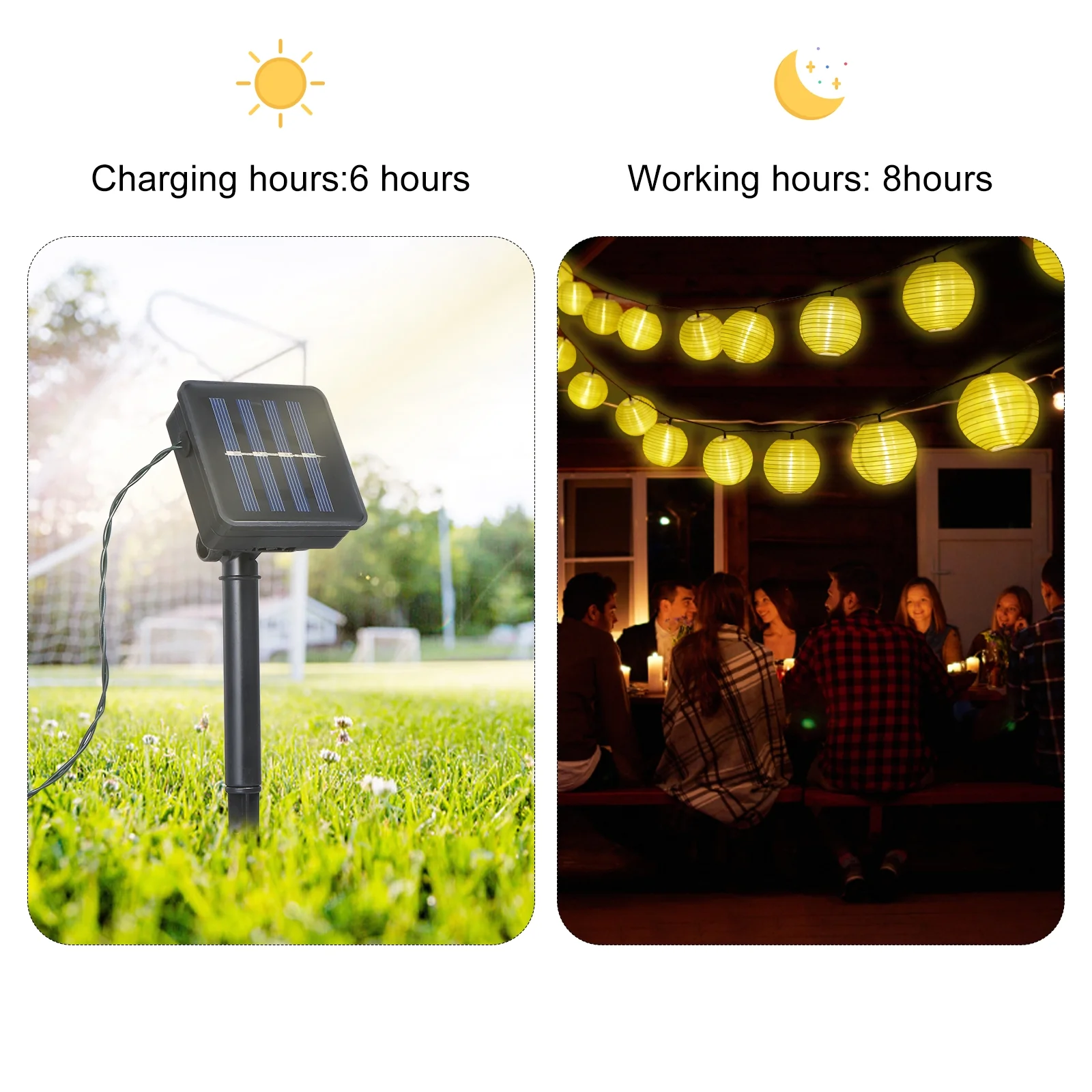 8Meters/26.2Ft 40 LEDs Solar Powered Energy Fairy String Lantern Light Lawn Lamp with Constant Bright & Flash 2 Modes Flexible Twistable Bendable IP44 Water Resistance Built-in 400mAh High