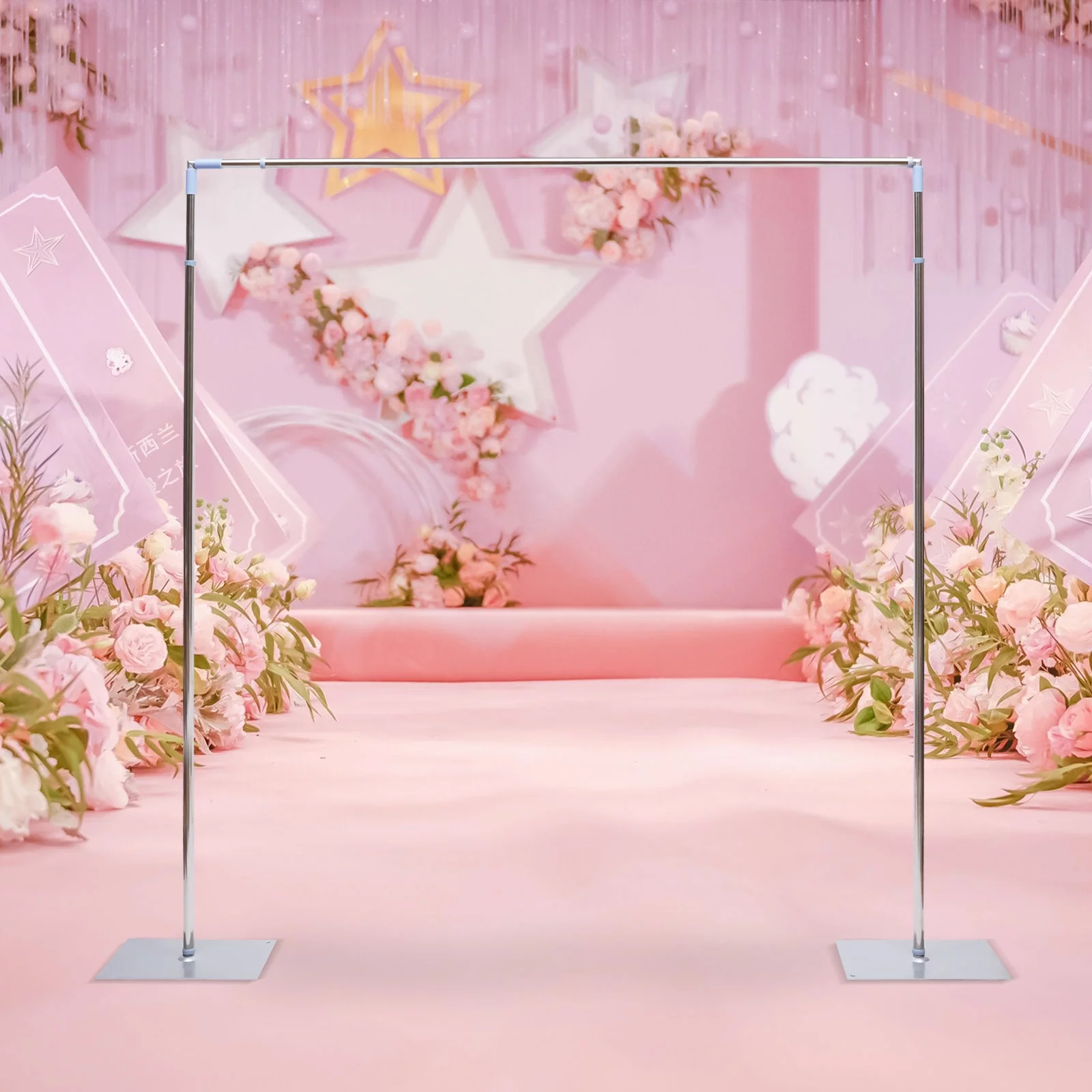 Miumaeov 9.8 x 9.8ft Square Wedding Arch Backdrop Stand Birthday Party Metal Balloon Frame Prop