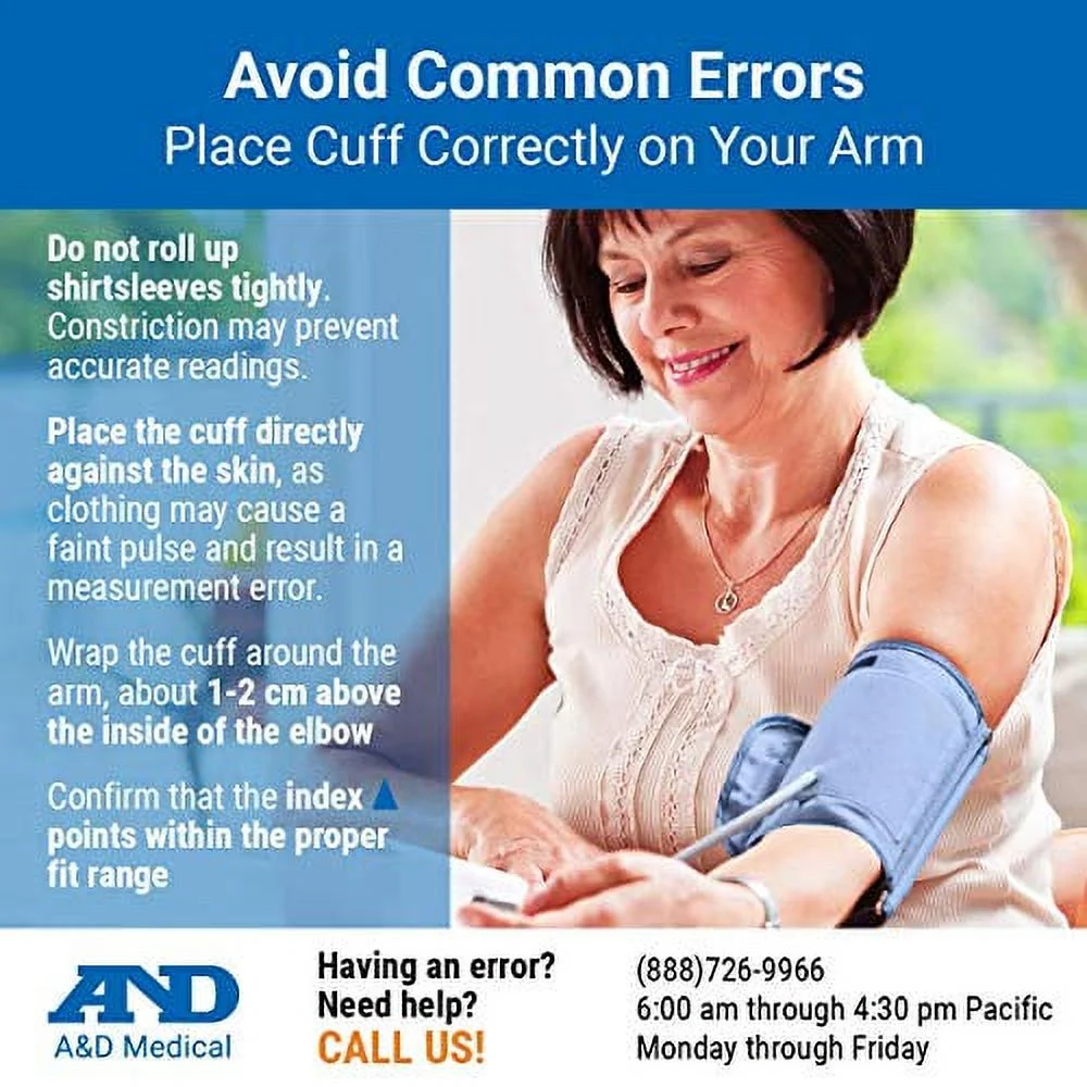 A&D Medical Manual Inflation Upper Arm Blood Pressure Monitor with Automatic Digital Reading, Medium Cuff (UA-705V)