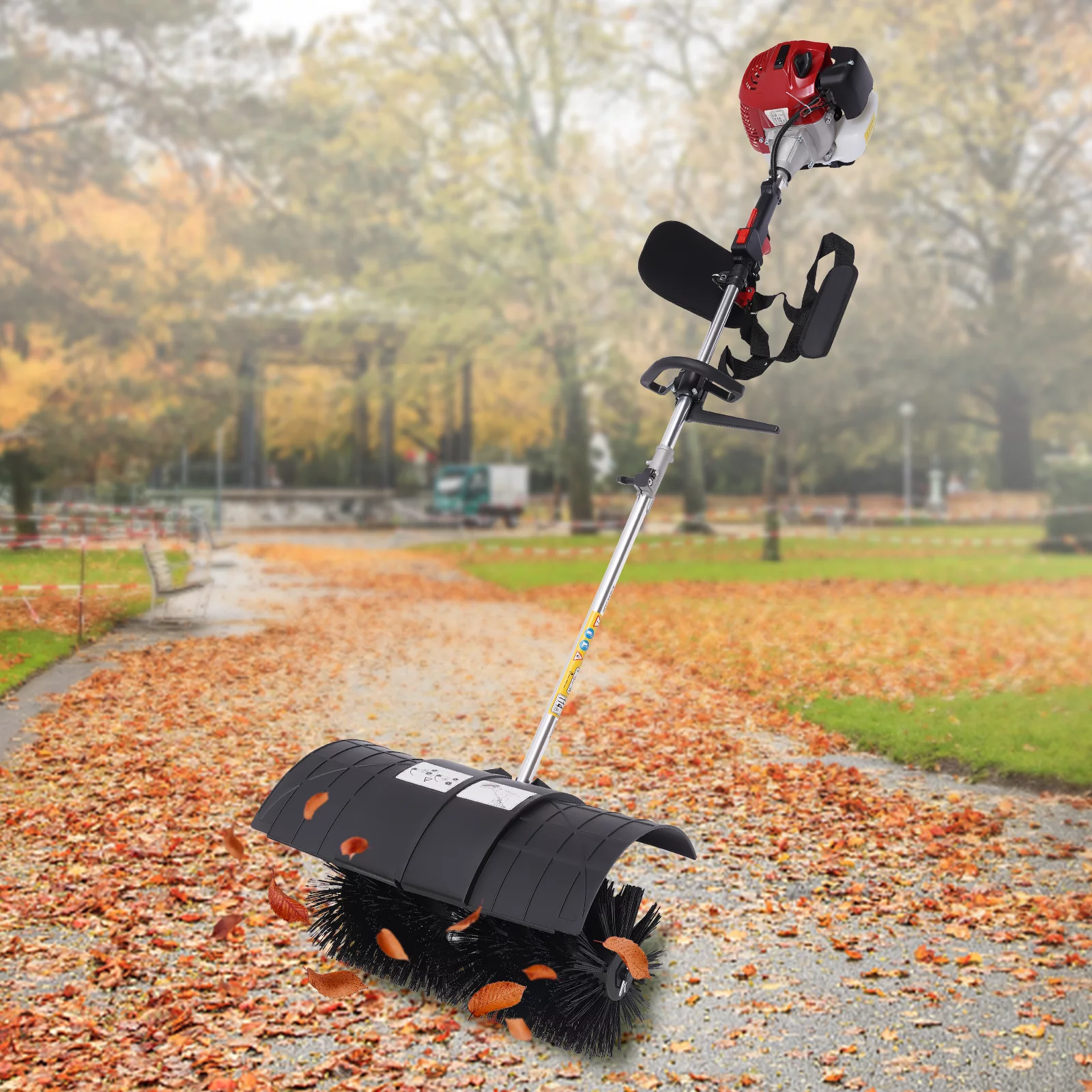 52cc Gas Power Handheld Floor Cleaner Grass Cleaning Snow Sweeper 2 Stroke Leaves Sweeper