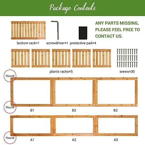Bamboo Plant Stand Rack - Indoor & Outdoor Plant Stand 6 Tier 7 Potted Multiple Flower Planter Pot Holder Shelf Rack Display for Patio Garden Corner Balcony Living Room