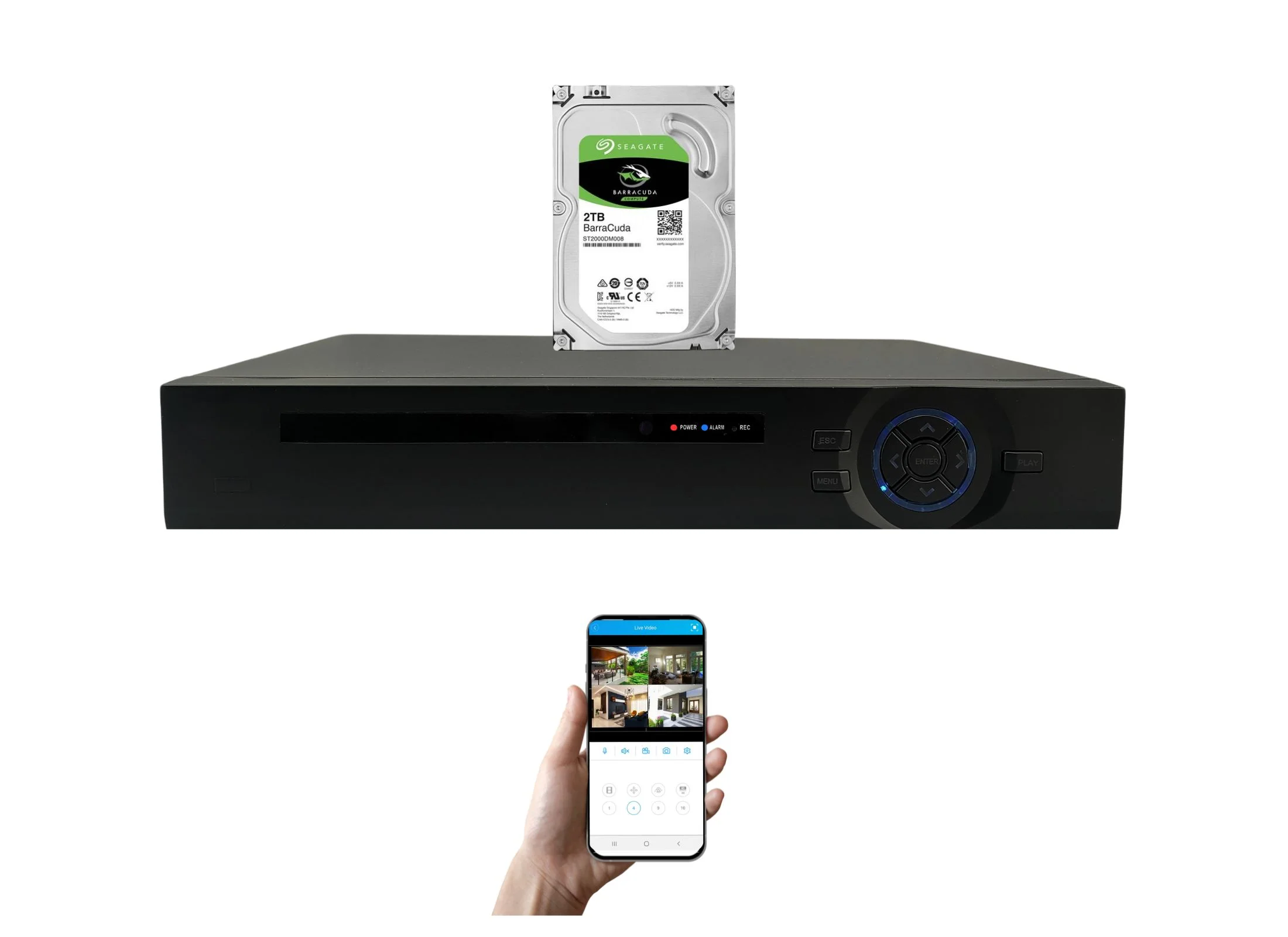 Evertech 16 Channel AHD CVI TVI Analog DVR High Definition Security Camera Digital Video Recorder 2TB Hard Drive