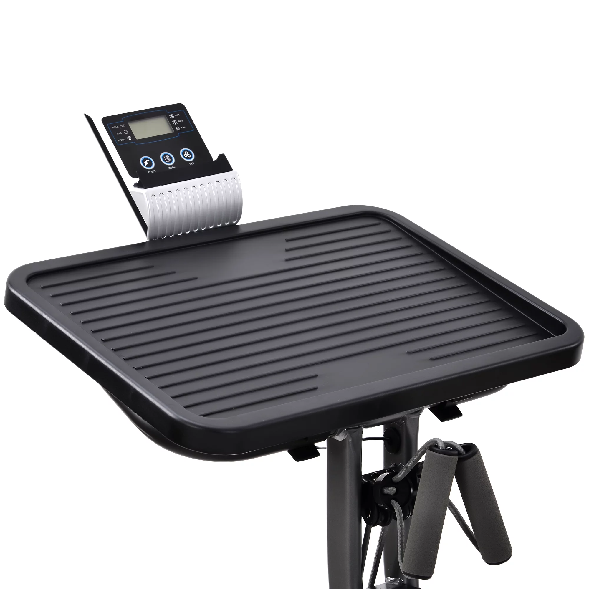 Merax 3 in 1 Exercise Bikes Folding Magnetic Upright Fitness Cycle with Desktop, Arm Resistance Bands and Extra-large Adjustable Seat