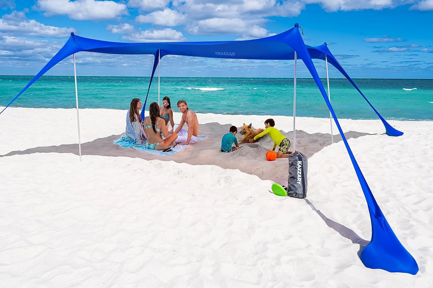 Beach Tent Sun Shelter, XL 7ft Tall 10x10, UPF50+ Lightweight Outdoor Beach Shade Canopy. Easy Setup Beach Canopy Tent Sun Shade, 4 Stability Poles, Ground Pegs and Flying Disc Sand Shovel