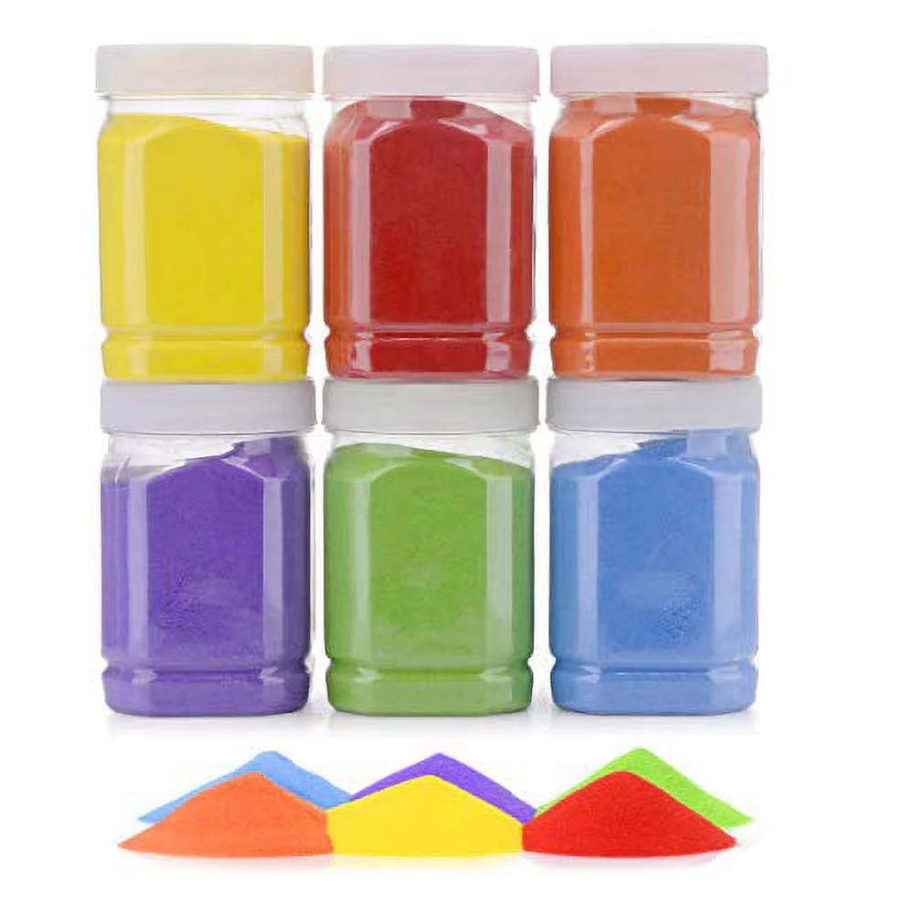 [7.2 Pound] Art Sand/Scenic Sand Non-Toxic Colored Sand For Kids' Arts & Crafts, Sand Play Diy Drawing Sandbox Wedding Sand For Decorations And Crafty Collection Sand Bottles (6 Bottles)