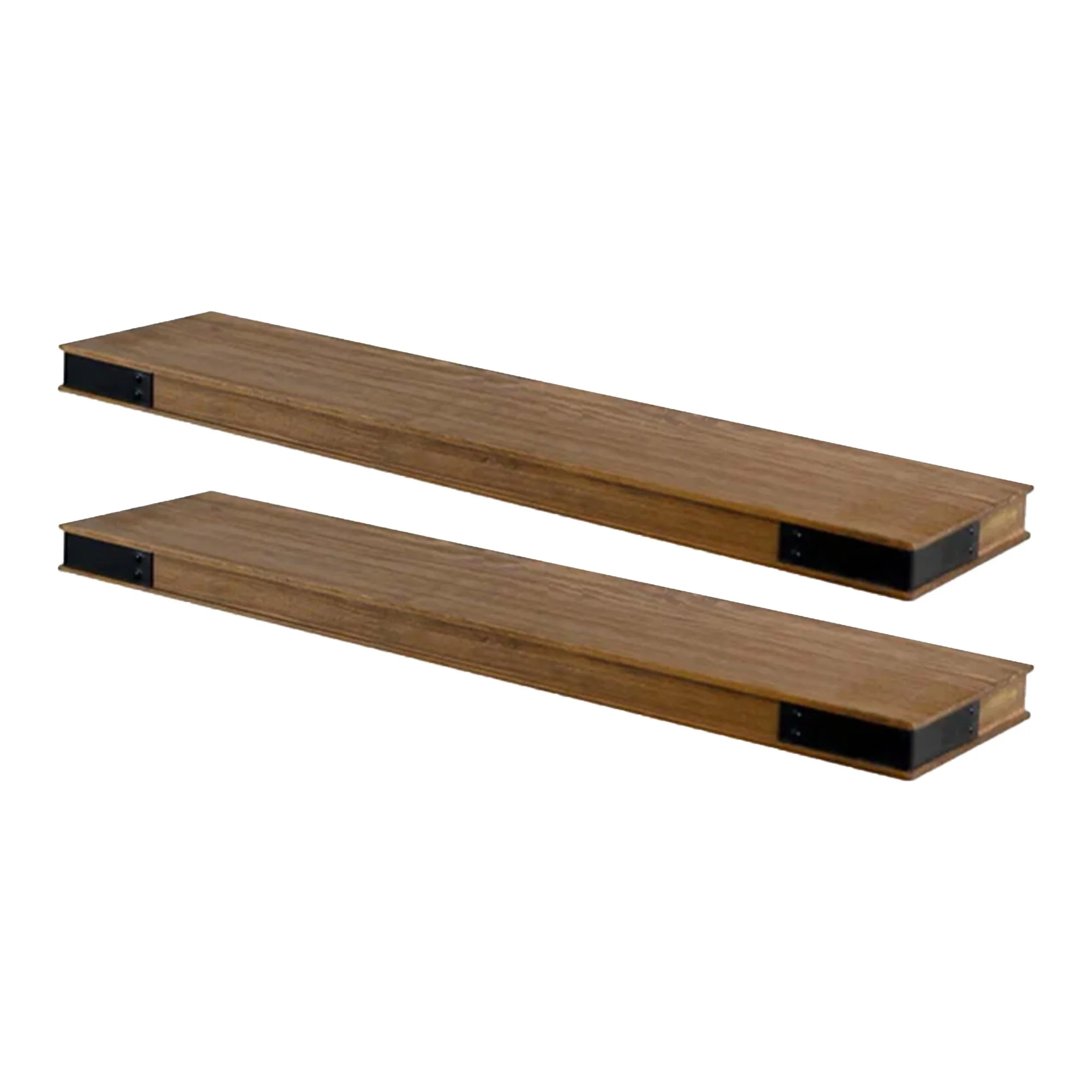 Willow & Grace Johnny 36 Inch Floating Shelves, Light Walnut, Set of 2