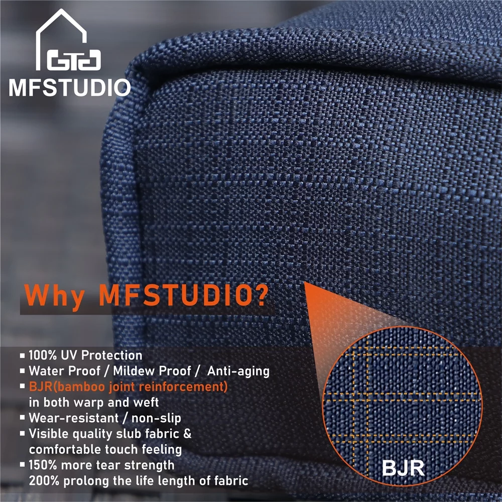 MF Studio 5 Piece Outdoor Sectional Furniture Sets with Fire Pit Blue