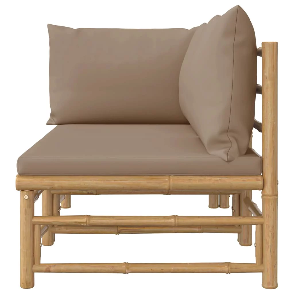 Anself 2 Piece Patio Set with Taupe Cushions Bamboo