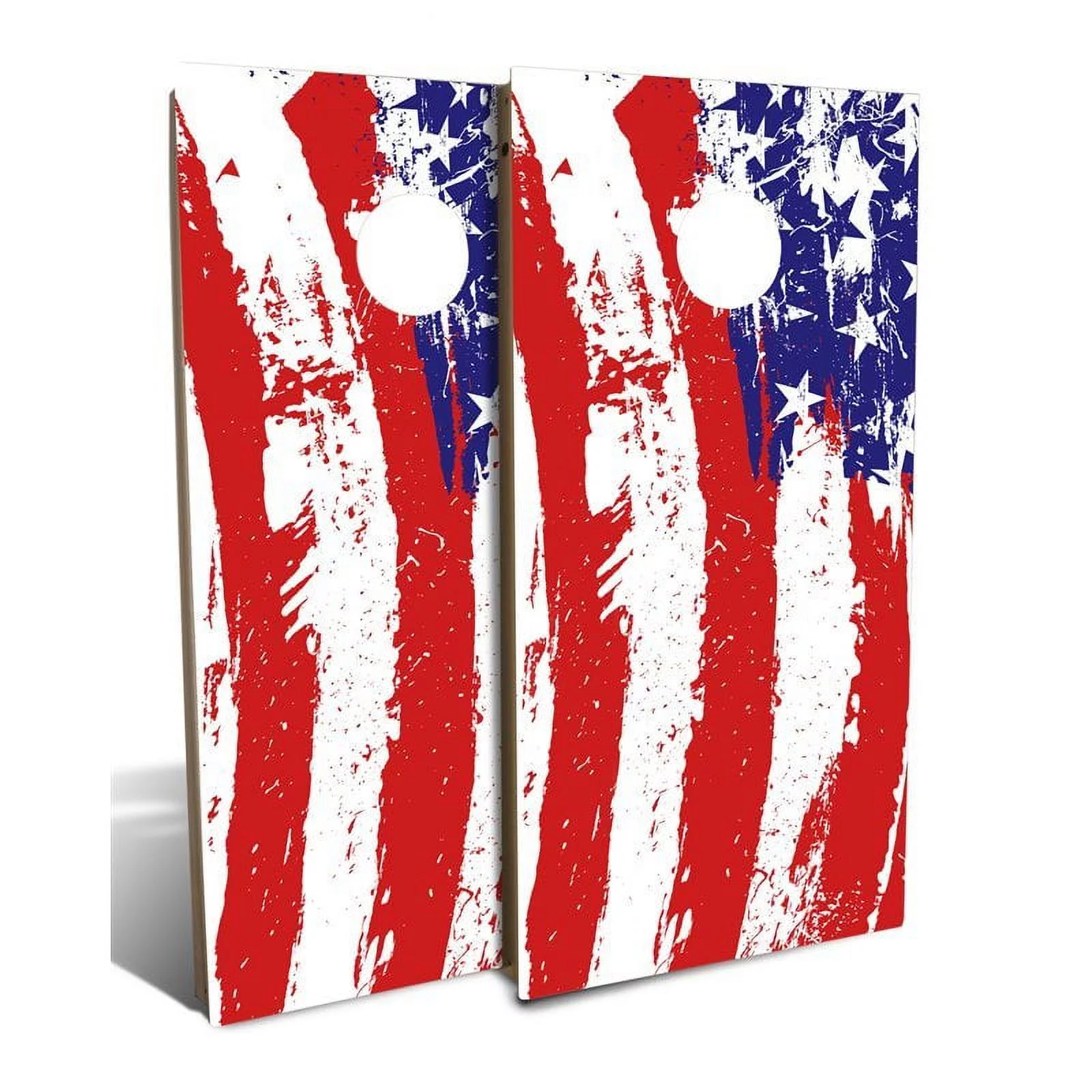 Slick Woody's Backyard Painted American Flag Cornhole Board Set in Multi-Color