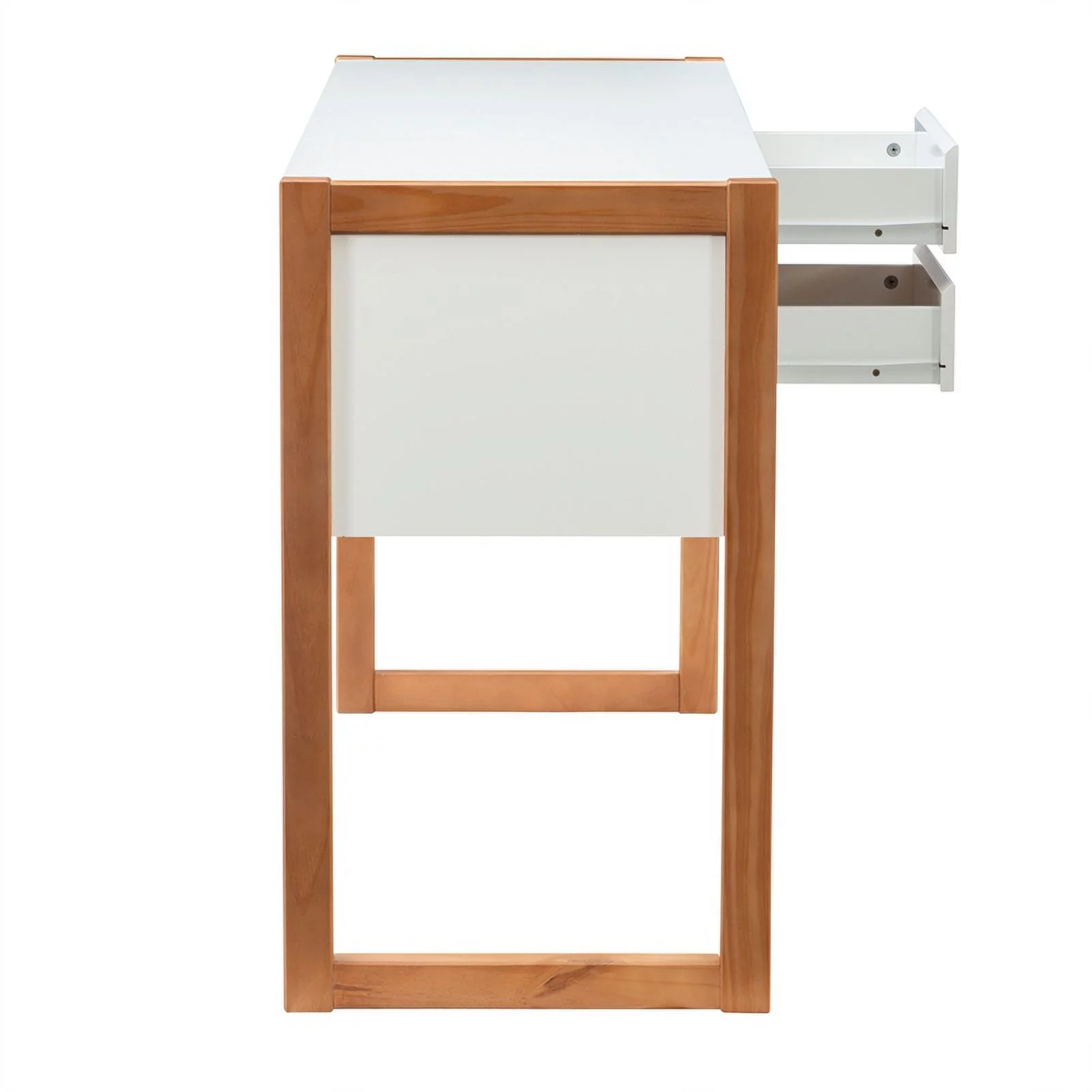Linon Brock Wood Two Drawer Desk in White and Natural