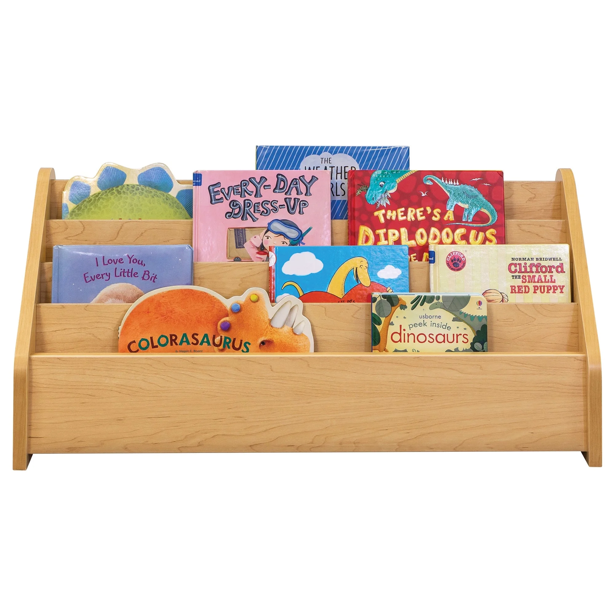 Tot Mate Children's Wooden Bookshelf, 4 Tier Book Display Shelf Storage Maple 32 1/2