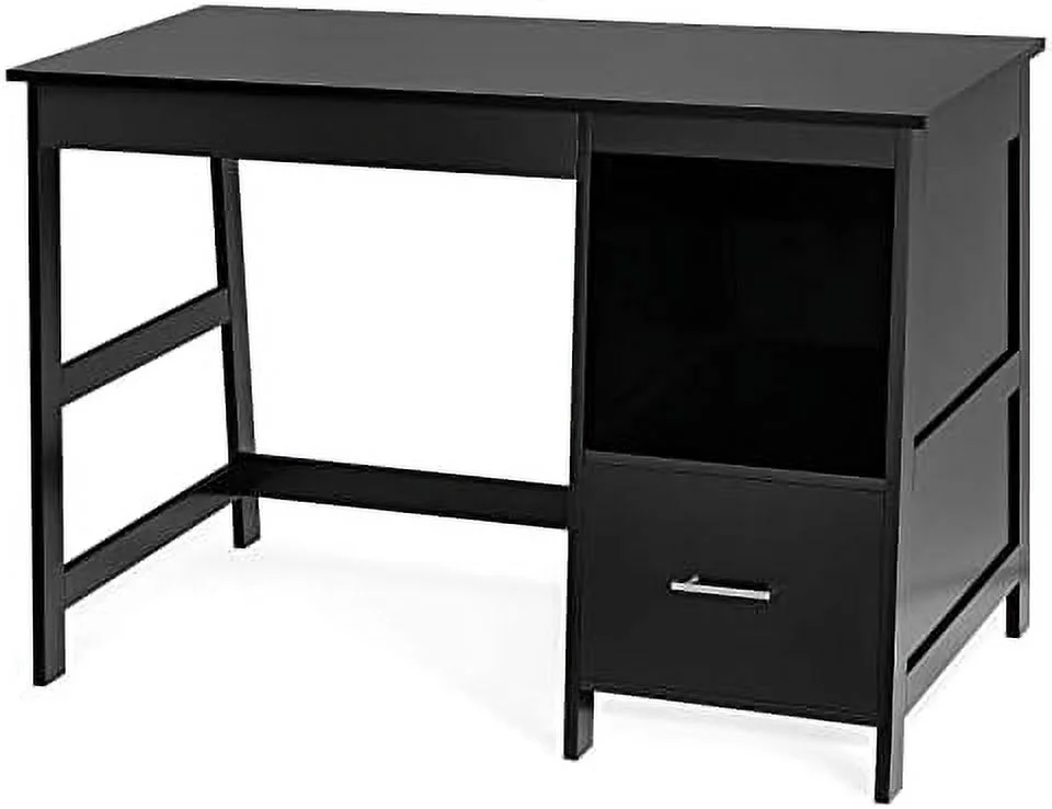CGFHYP 47.5\u201D Computer Desk with 2  Drawers  Small Computer Table Study Writing Desk   Office Desk Study Desk with  Space (Black)