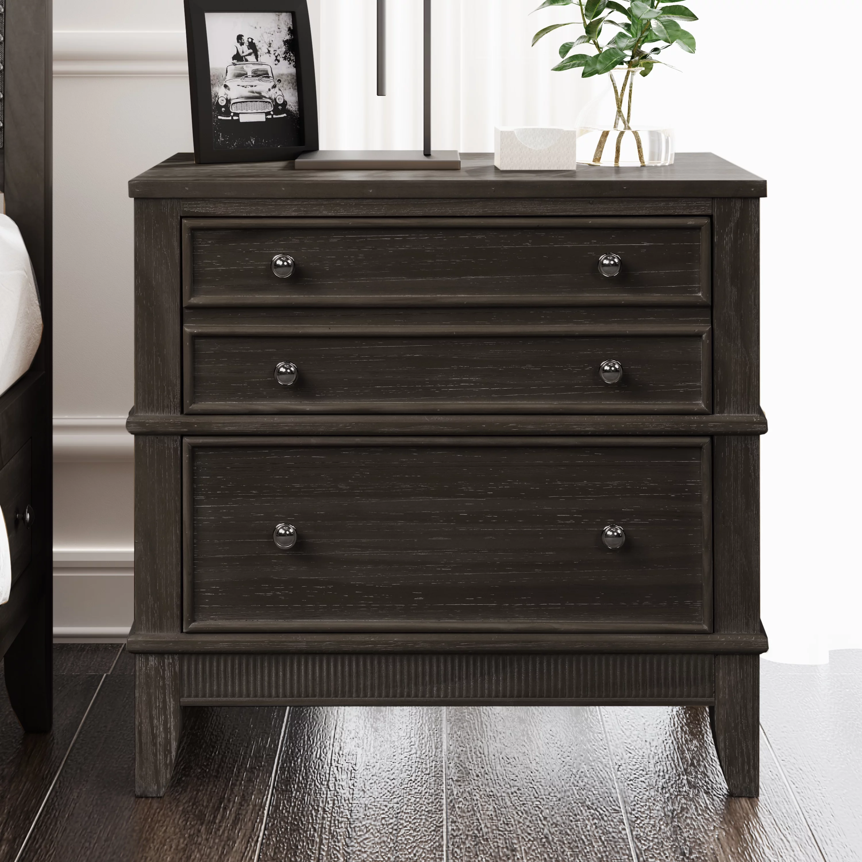 Euroco 3-Drawer Side Table Wood Nightstand for Bedroom, Living Room, 27.3