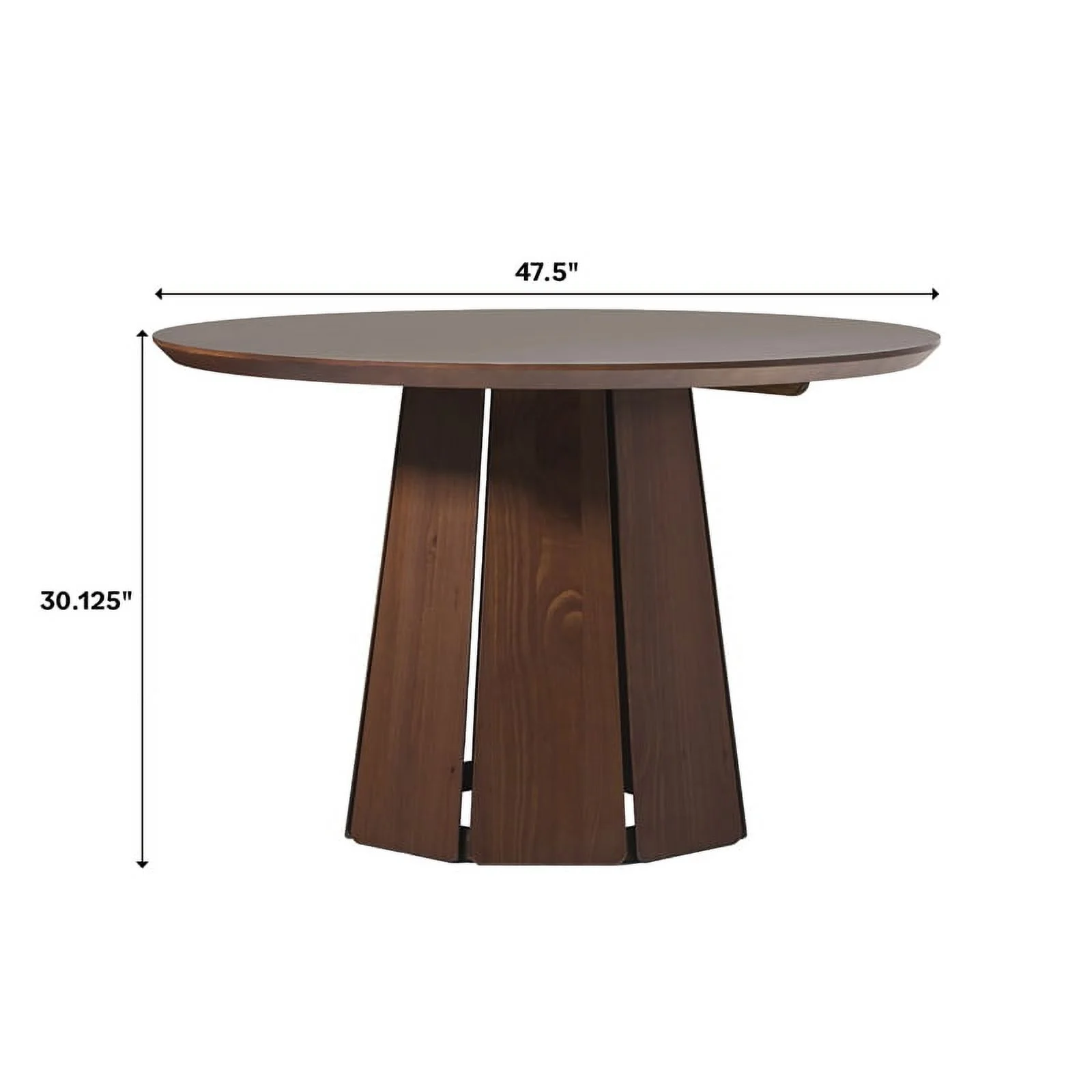 Pemberly Row Modern Paneled Wood Pedestal Base Round Dining Table 48