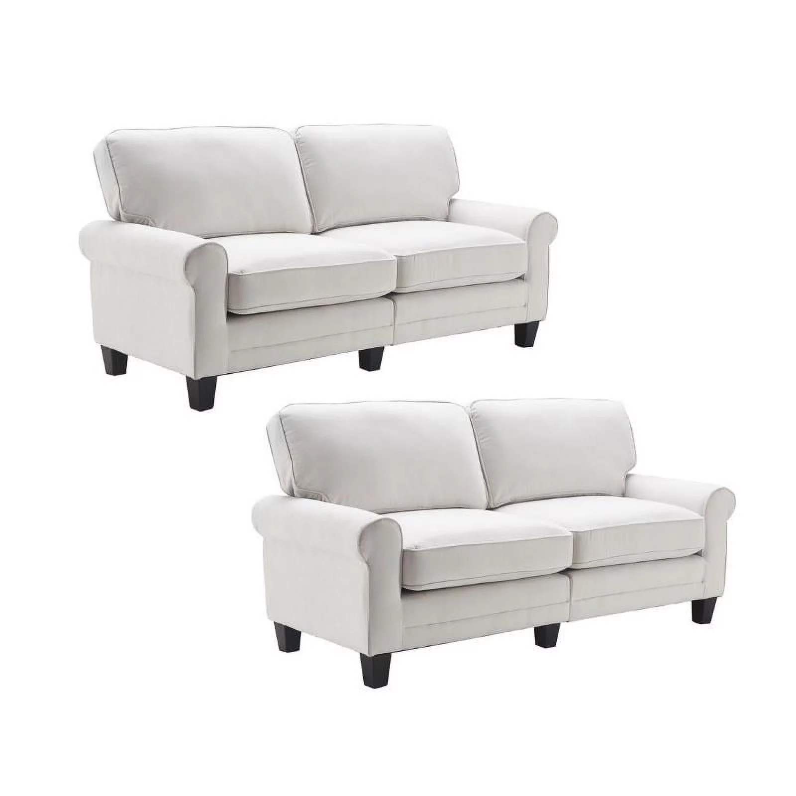 Home Square 2 Piece Contemporary Polyester Fabric Sofa Set in Cream