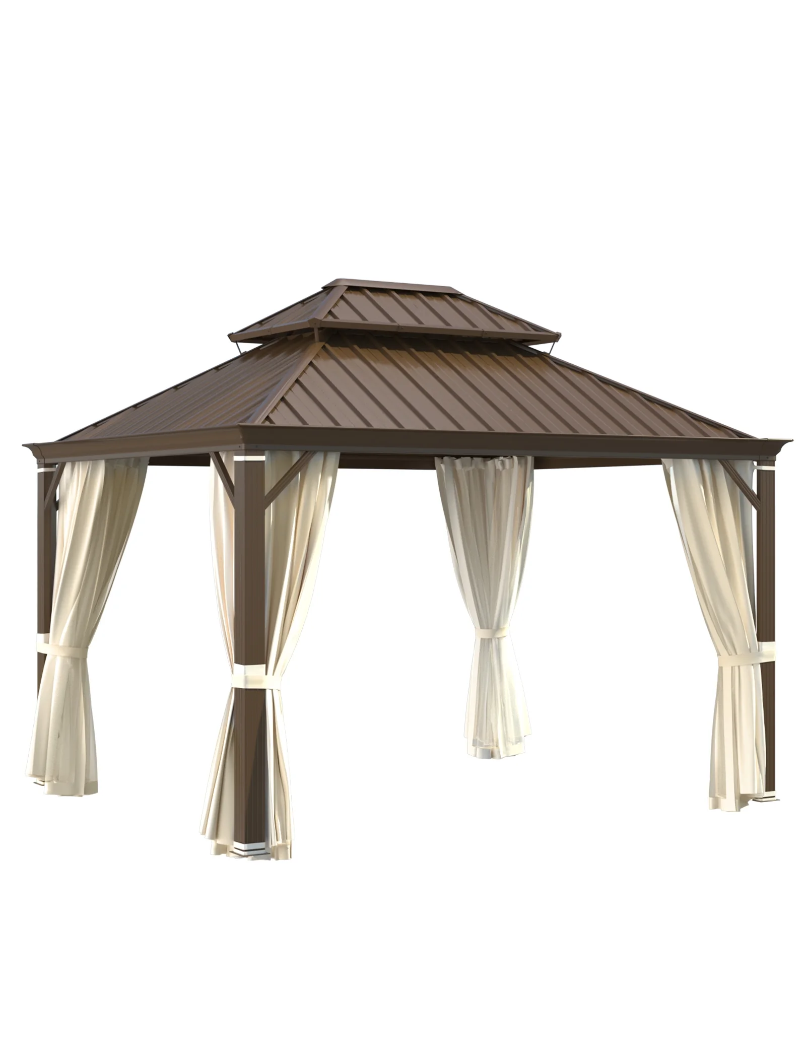 Richryce 10' X 12' Hardtop Gazebo Aluminum Frame Gazebo with Galvanized Steel Double Roof