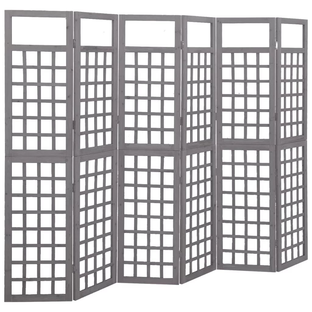 Aibecy 6-Panel Room Divider/Trellis Solid Fir Wood Gray 95.5