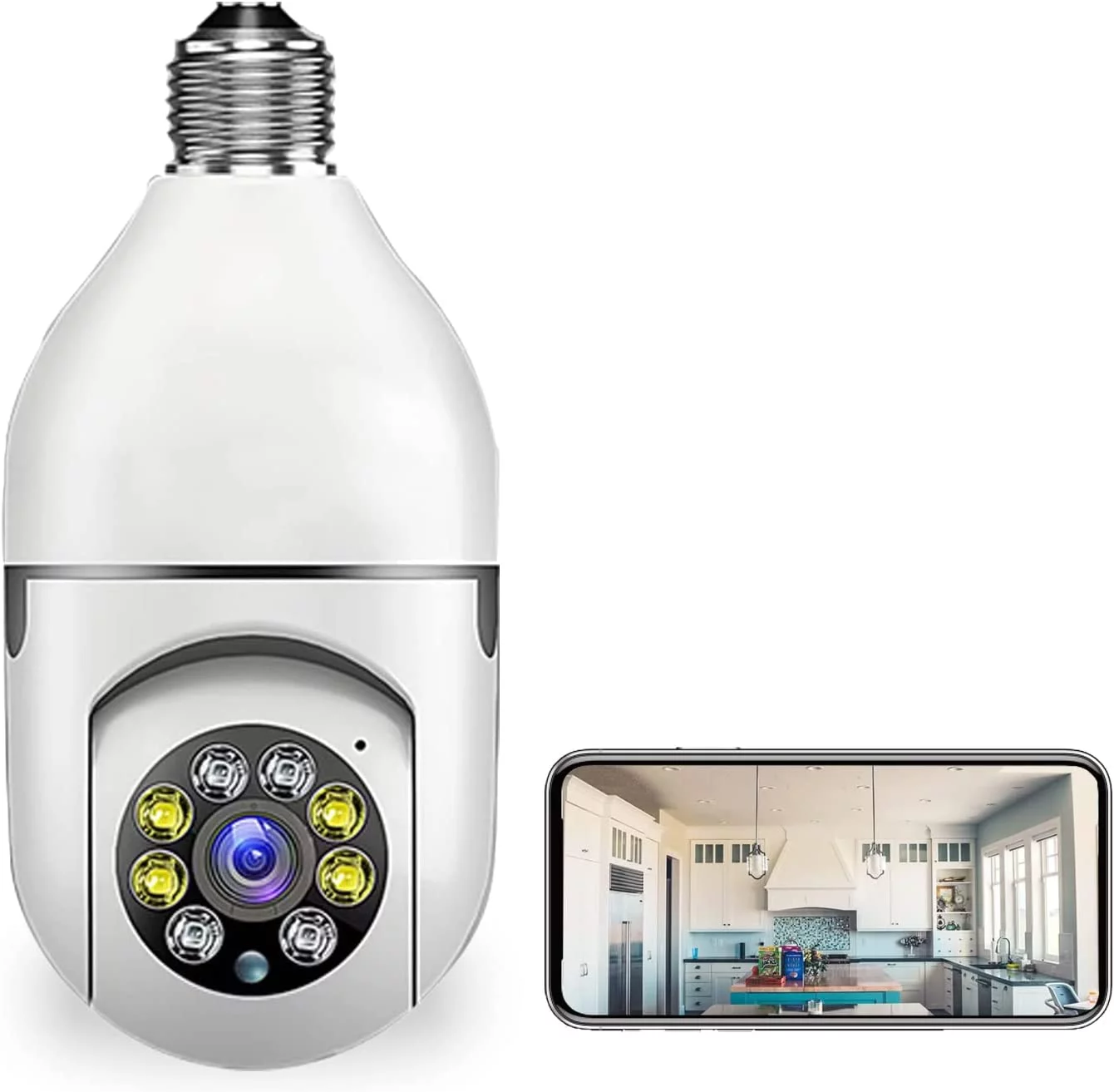 Security Camera 1080P HD ,Wi-Fi Light Bulb Pan Tilt Surveillance CCTV Camera with Voice Intercom,Motion Detection & Alerts, Remote View, Night Vision for Indoor, Outdoor Use