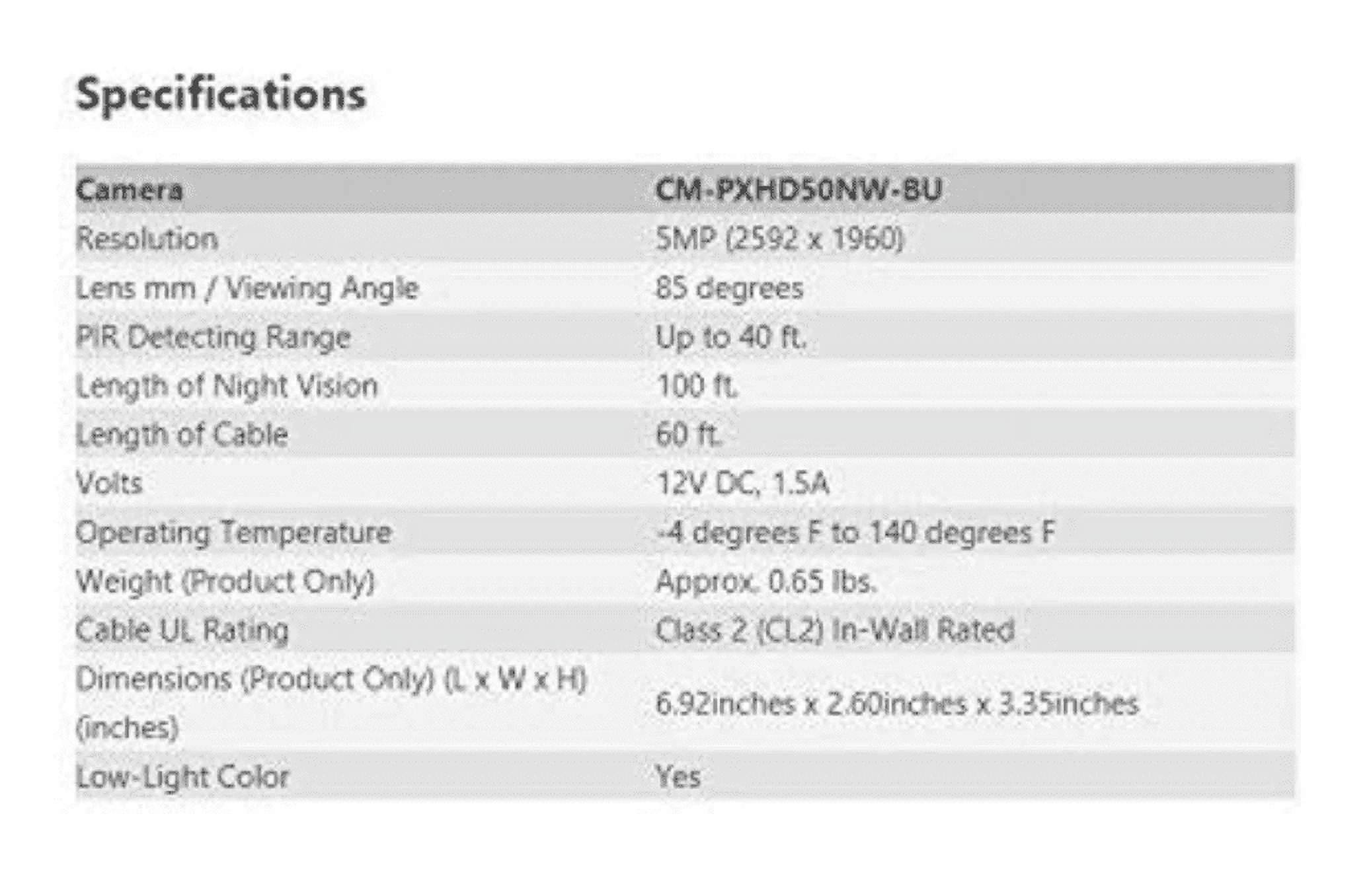 Pre-Owned Night Owl CM-PXHD50NW-BU-JF 5MP Bullet Wired Infrared Security Camera White (Fair)