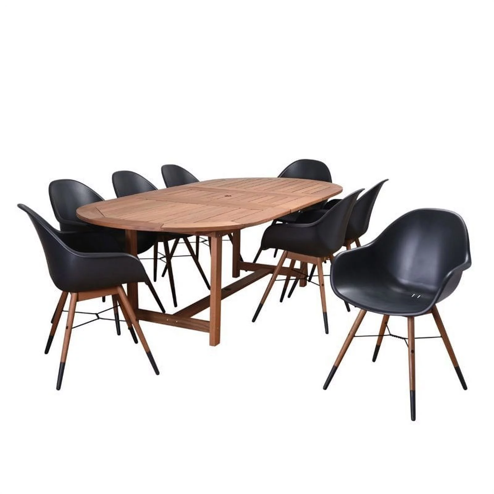 International Home Amazonia Charlotte 9 Piece Patio Dining Set in Black