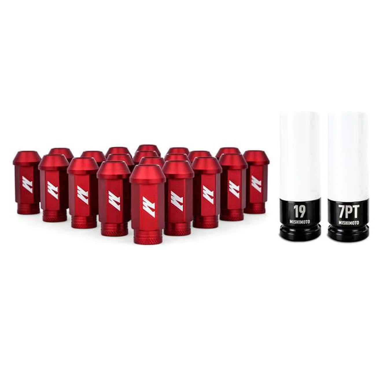 Mishimoto  M12 x 1.5 mm Aluminum Locking Lug Nuts, Red - 20 Piece