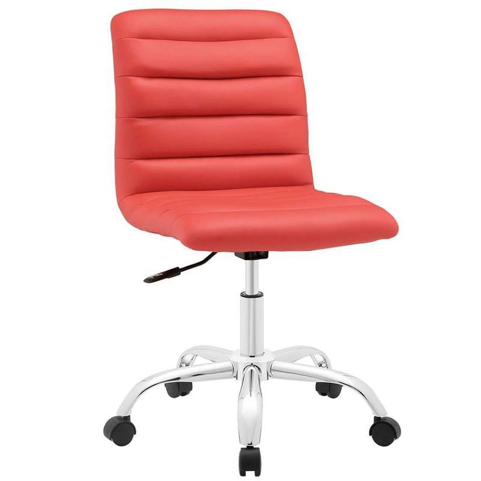 Home Square 2 Piece Mid Back Armless Swivel Office Chair Set in Red