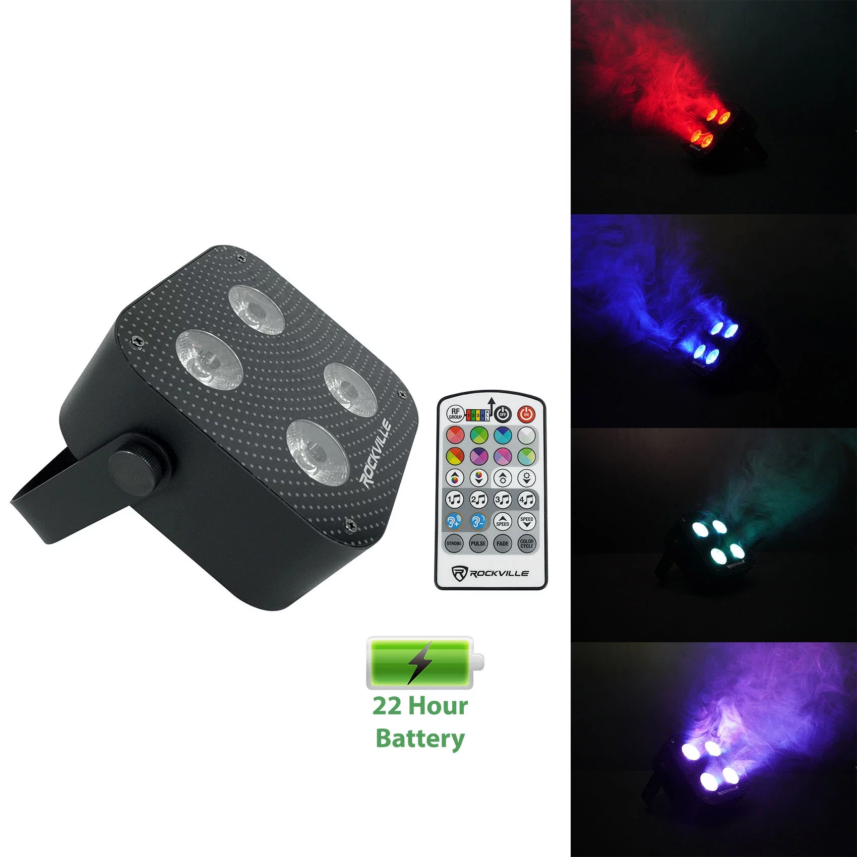 5) Rockville MINI RF4 Black RGBWA+UV DJ/Party LED Wash Lights+DMX Controller+Bag