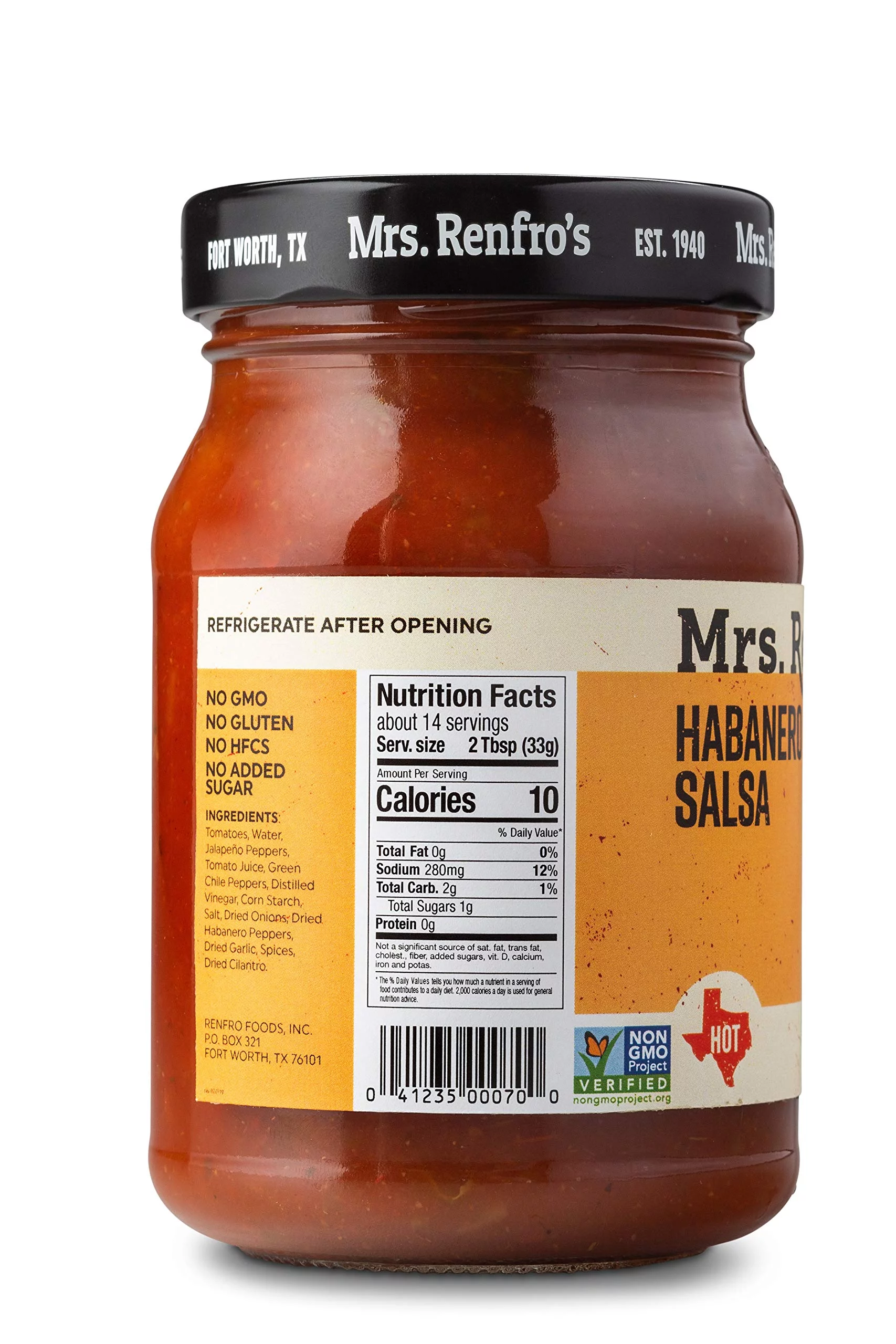 Mrs. Renfro's Habanero Sauce, Hot, 16-Ounce Jars (Pack of 6)