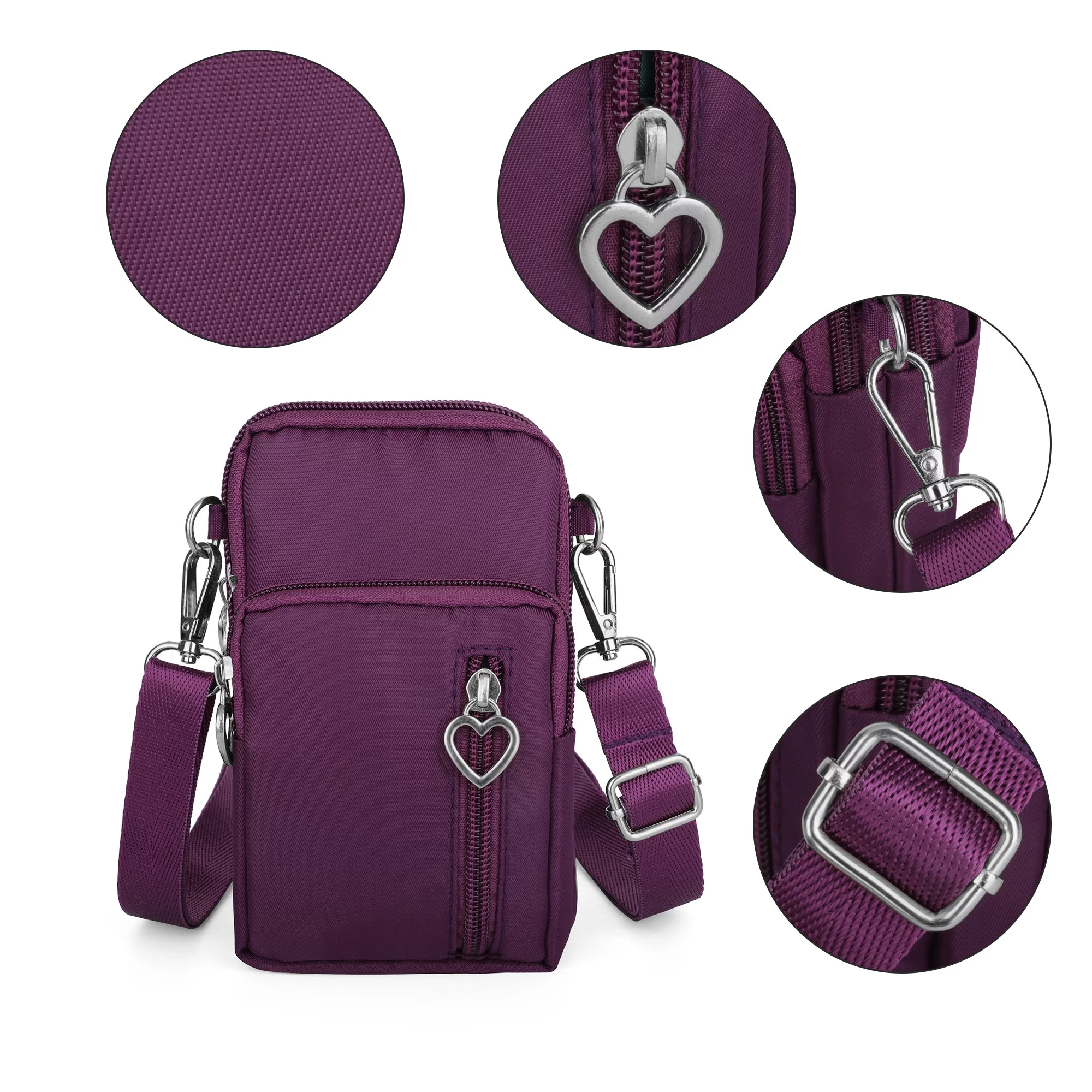 Crossbody Cell Phone Bag, TSV Small Waterproof Nylon Shoulder Purse Wallet with Adjustable Strap for Women