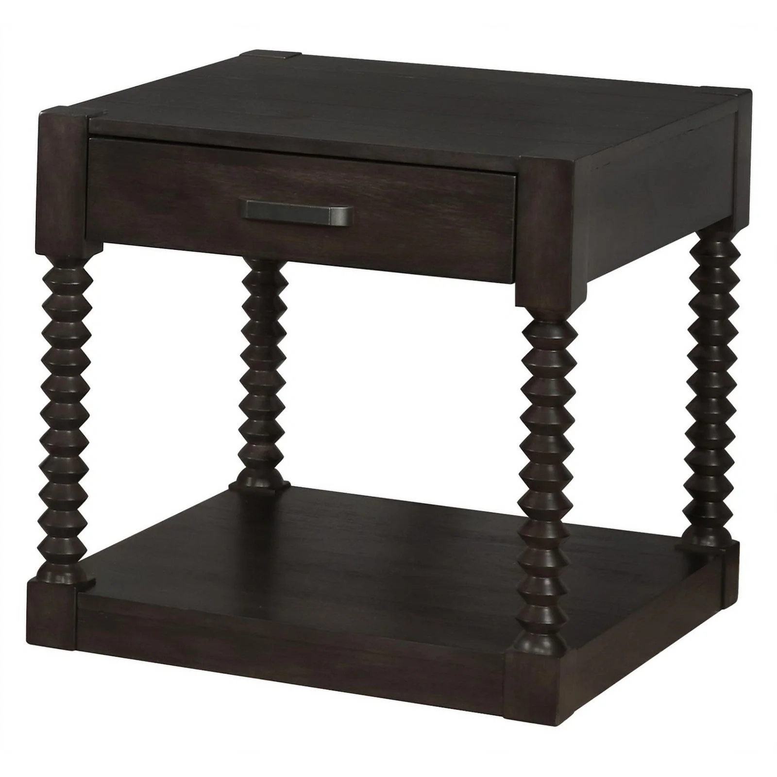 Pemberly Row 1-drawer Traditional Wood End Table in Coffee Bean