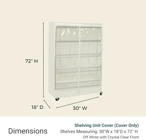 TJXFVNB Premium Clear Front Wire  Cover Off  - Heavy-Duty  Solution for Wire Shelving Rack (36\u201DWx18\u201DDx72\u201DH) - Waterproof PVC  Water/Dust Resistant Fabric  Multi Zipper